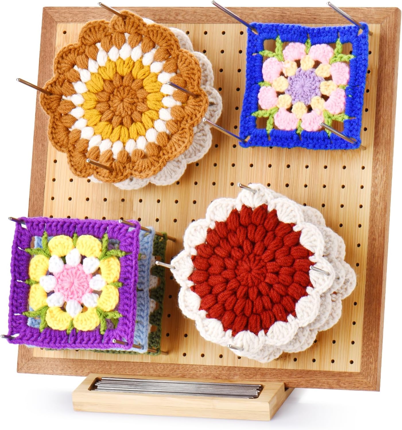 LIVSMON 11.8" Crochet Blocking Board with Pins, Handcrafted Knitting Blocking Mat for Knitting Crochet and Granny Squares, Gifts for Grand Mothers, Mothers