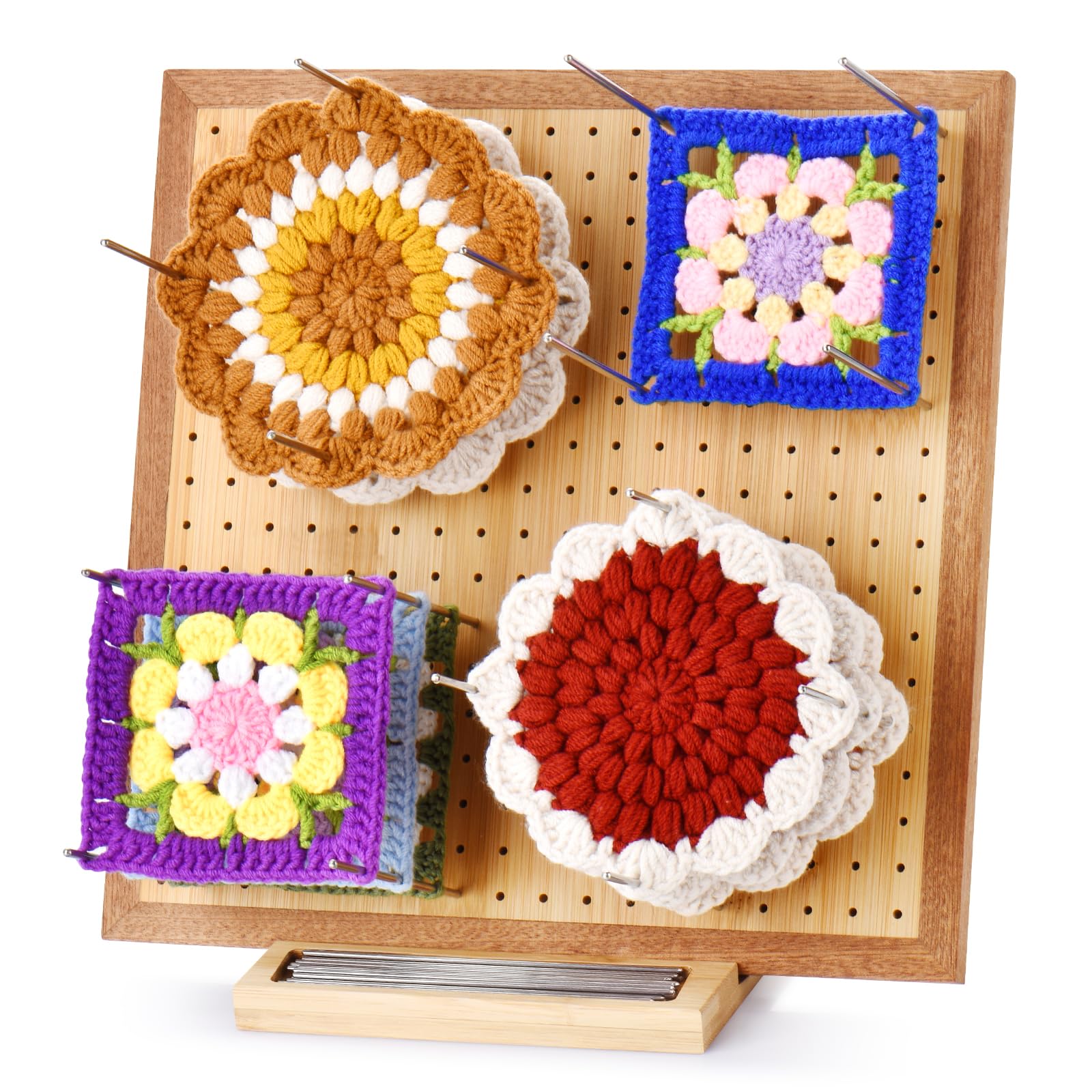 LIVSMON 11.8" Crochet Blocking Board with Pins, Handcrafted Knitting Blocking Mat for Knitting Crochet and Granny Squares, Gifts for Grand Mothers, Mothers