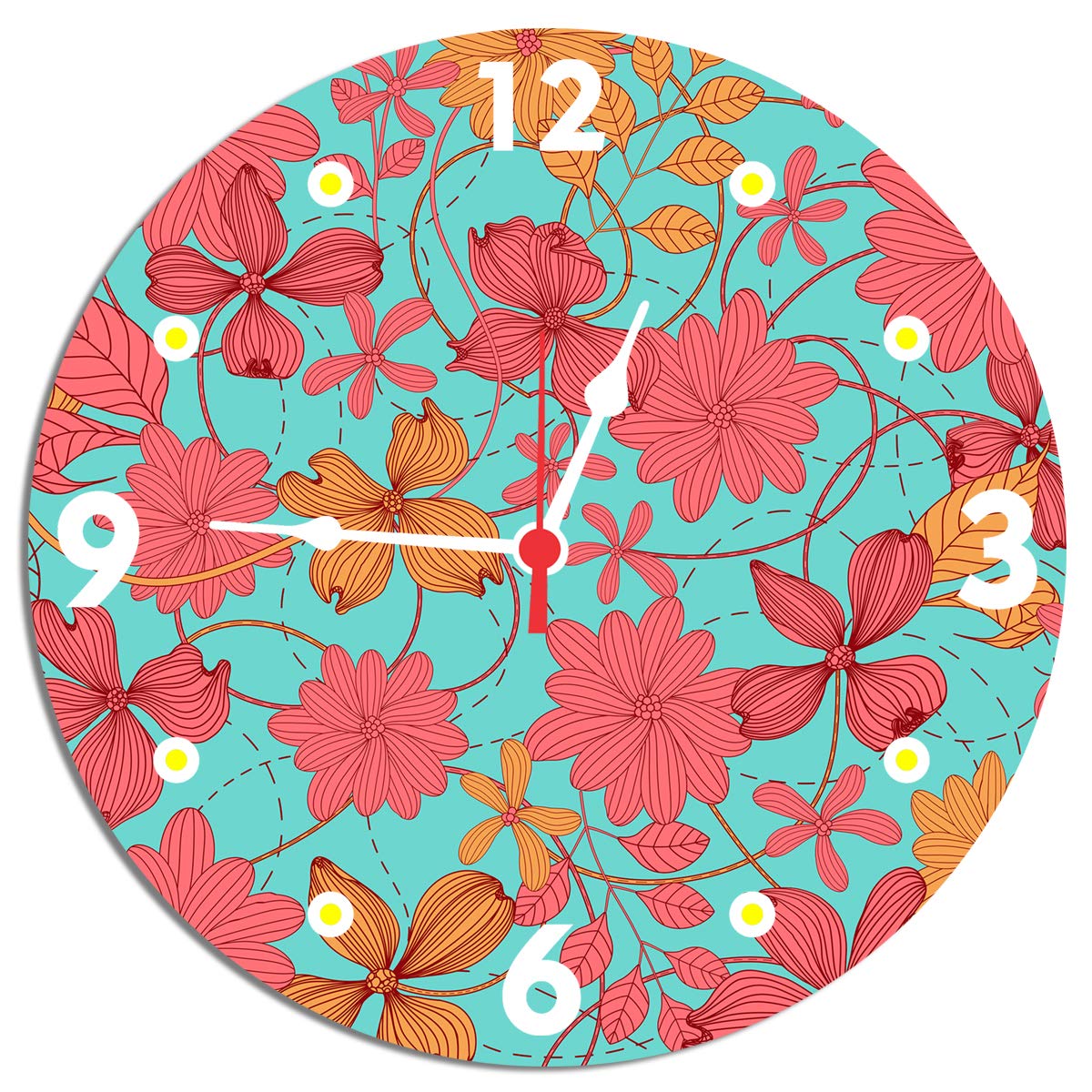 Buy SGB Round Wall Clock for Living Room, MDF Wood Quartz Wall Clock