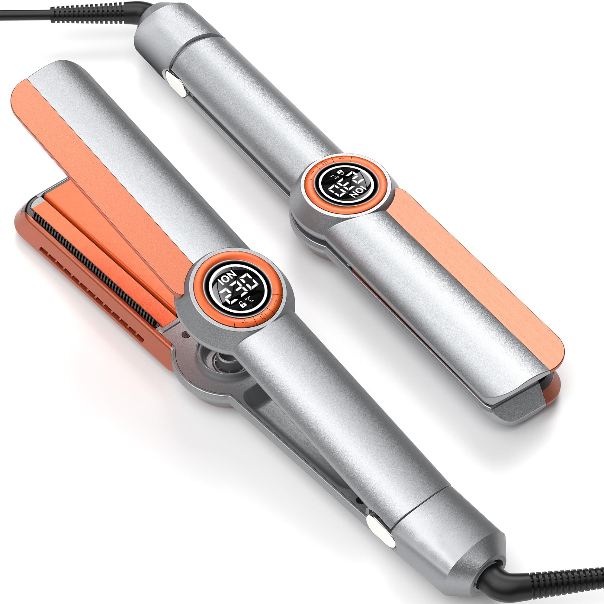 Lisseur Professionnel, Fer a Lisser, Wide Hair Straightener, Lisseur Boucleur Cheveux 2 en 1 avec Peigne, Plaque Cheveux 5 Températures, Lisseur Cheveux Professionnel Double Tension Voyage LCD