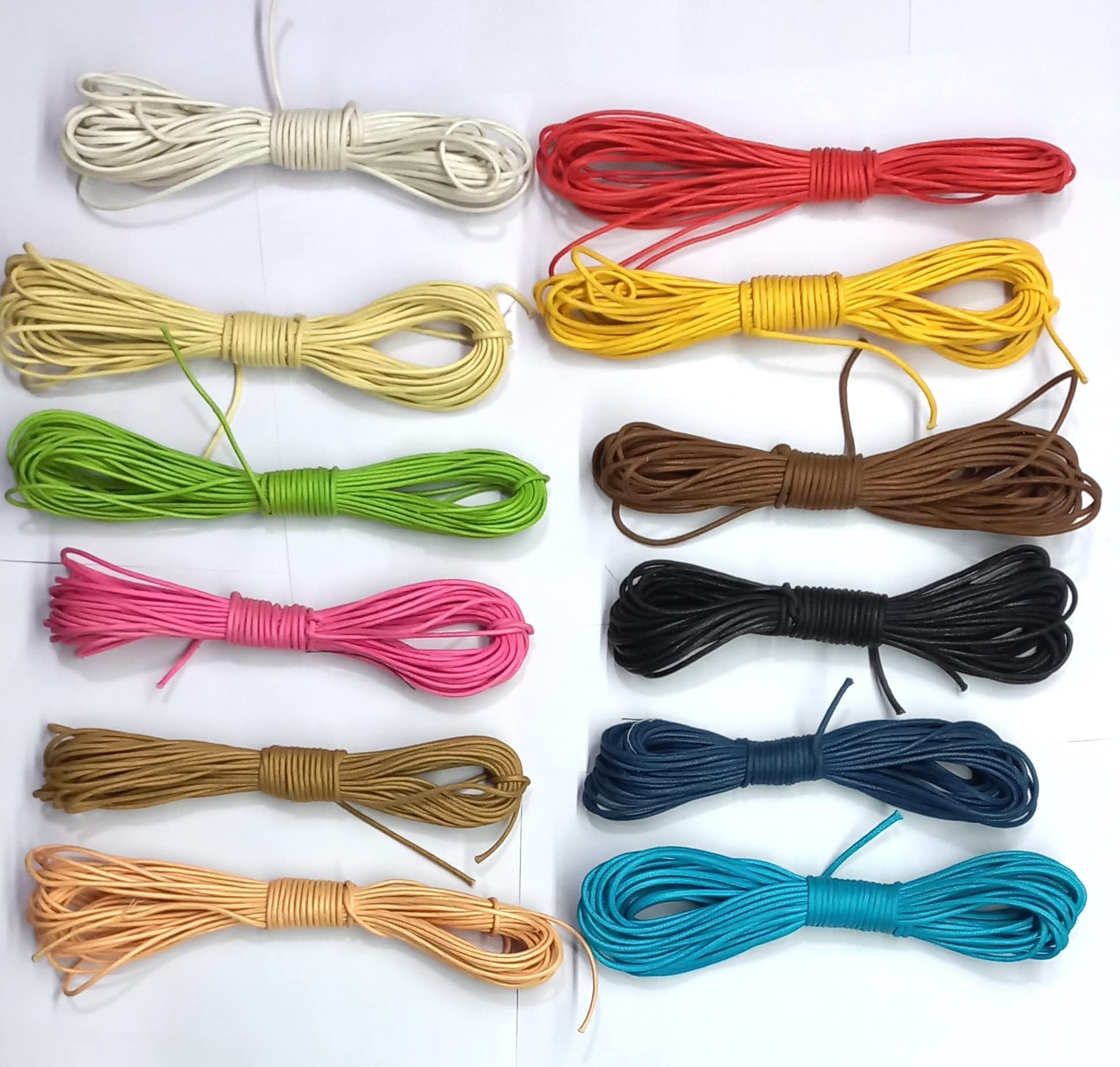 OMX,10 Mtr Each Colour, Waxed Cotton Cord, Waxed Thread Braided Strings for Craft Making, DIY, Beading, (12 Colur, 10 Mtr Each, 2 MM Thick)
