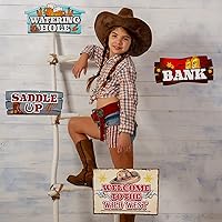 Vista 6 de Jetec 20 Piezas Letrero Direccional de Fiesta Occidental Tema de Vaquero Rodeo del Salvaje Oeste Letrero Grande de Patio Decoración de Vaquero