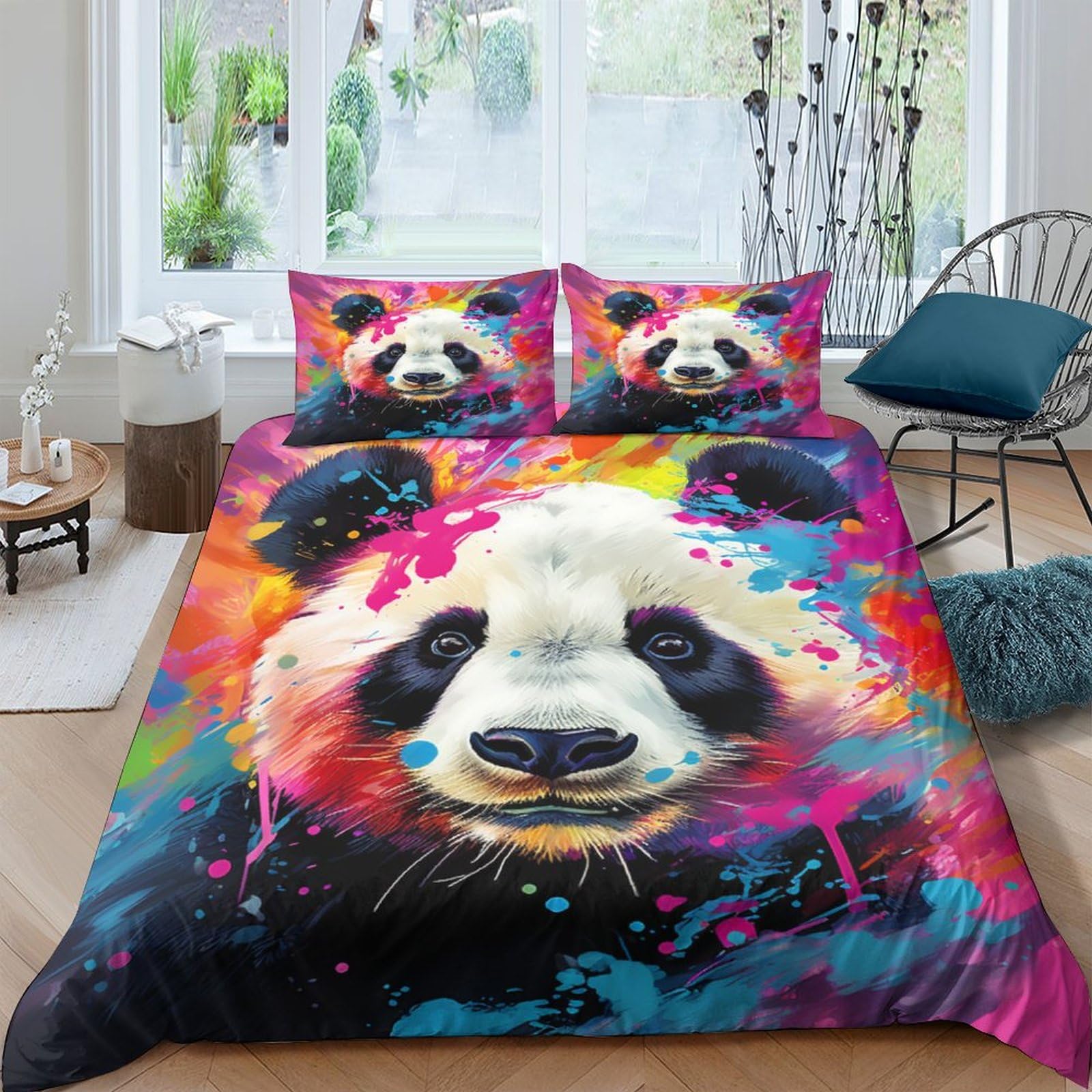 Housse de couette animaux sauvages Panda pour décorer la chambre enfant junior