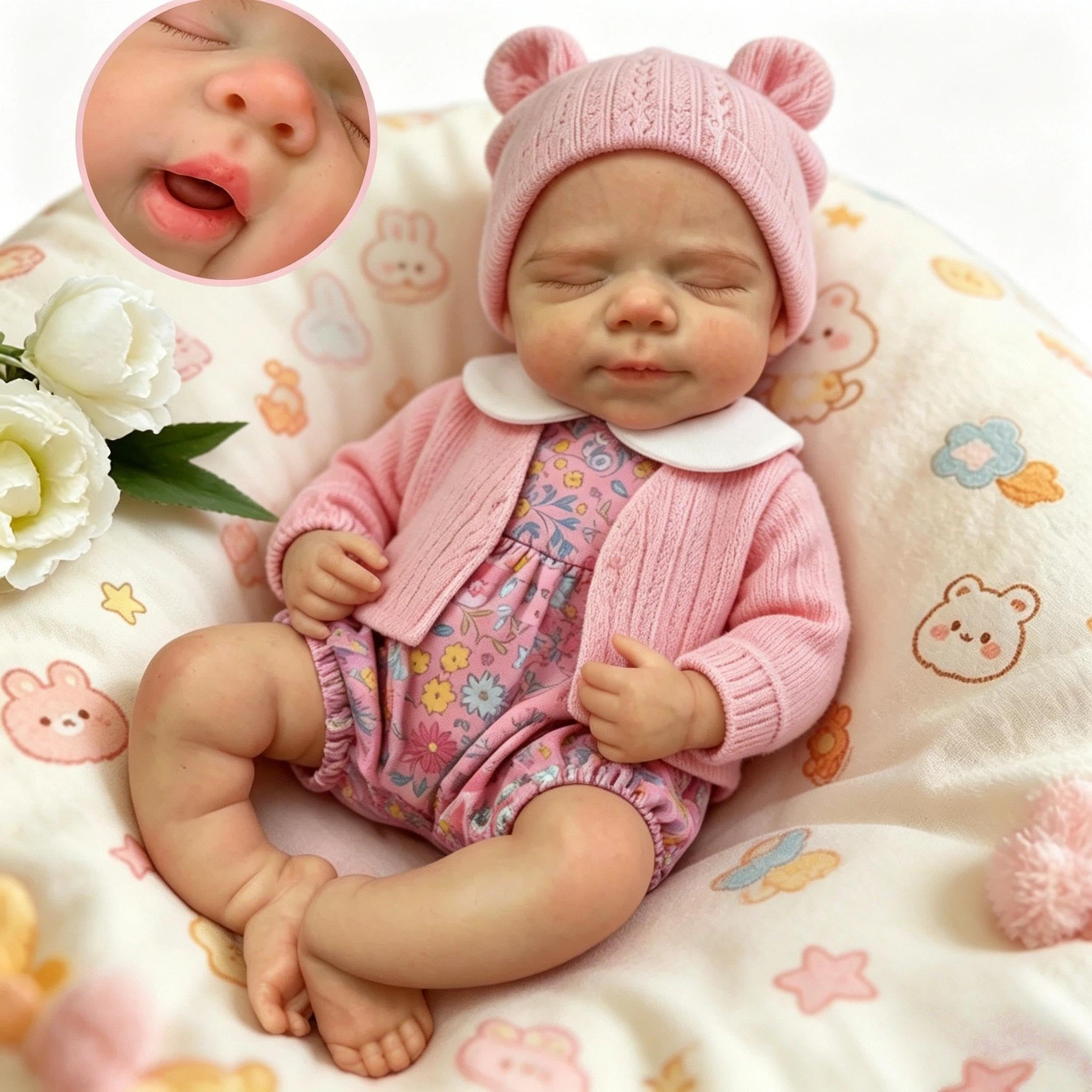 Zero pam Floopy Full Silicone Baby Dolls,33 CM Reborn Baby Dolls,Squishy Realistic Babys Doll,Open Mouth 3D Skin Posable Newborn Babies, Real Soft Silicone Babys Doll Real Life Babies For Girls