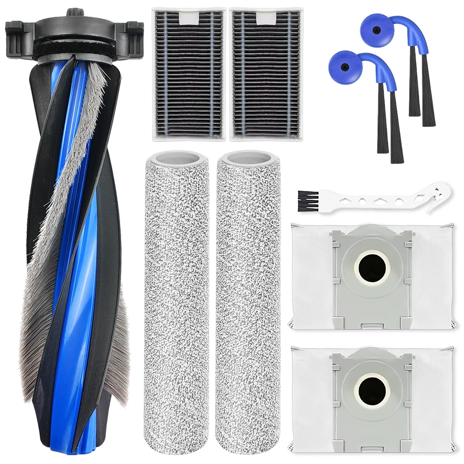 Kit de piezas de repuesto para aspiradora Ecovacs X9S Pro Omni – Incluye 1 cepillo principal, 2 filtros HEPA, 2 cepillos de rodillo, 2 cepillos laterales, accesorios esenciales para un rendimiento