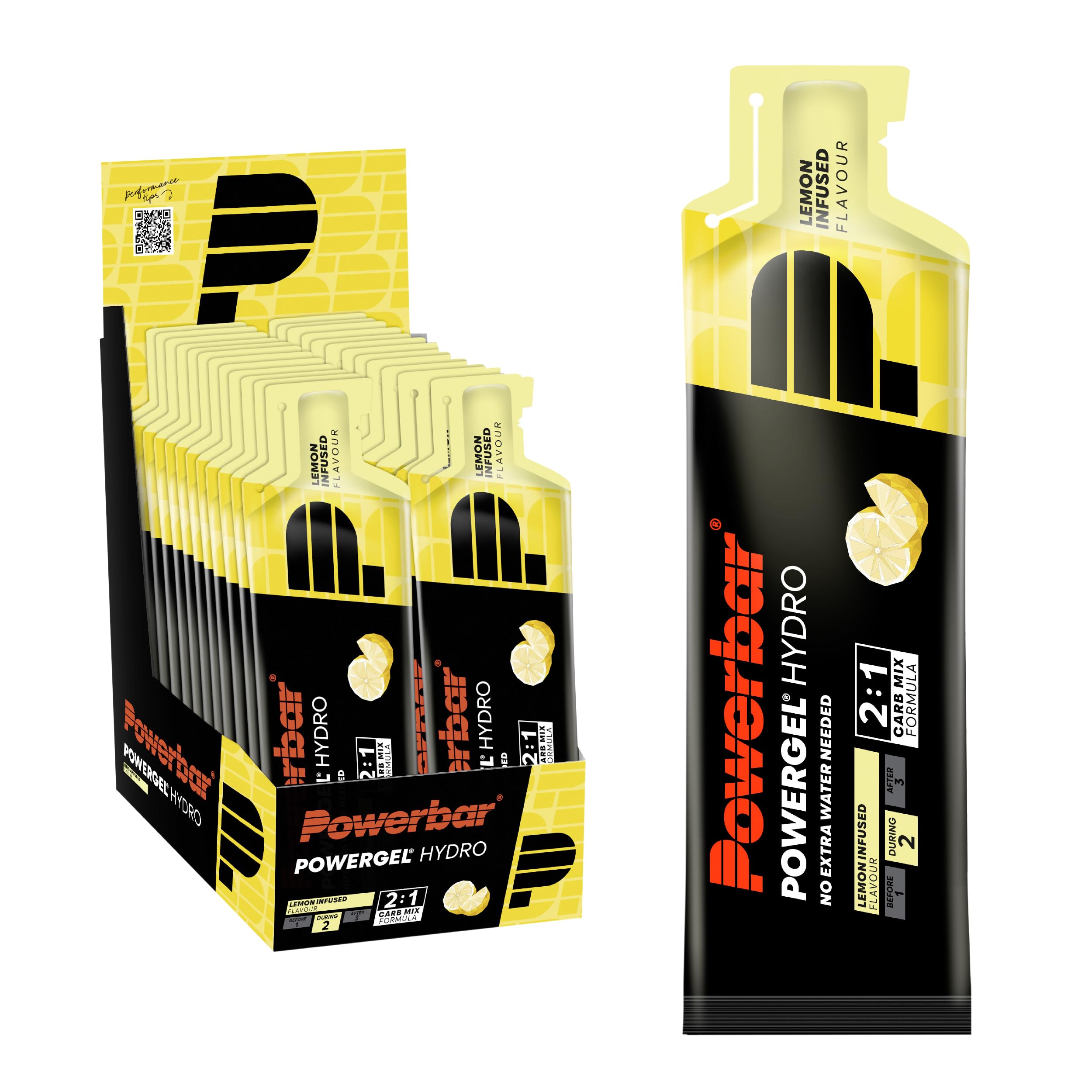 Powerbar - PowerGel Hydro - Lemon Infused - 24x67ml - High Carb Energie Gel - koffeinfrei - Natrium&Sodium
