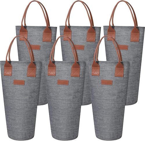 Miniatura 1 de Paquete de 6 bolsas de vino aisladas para una sola botella, enfriador acolchado portátil gris para viajes, picnic, cena, boda y regalos