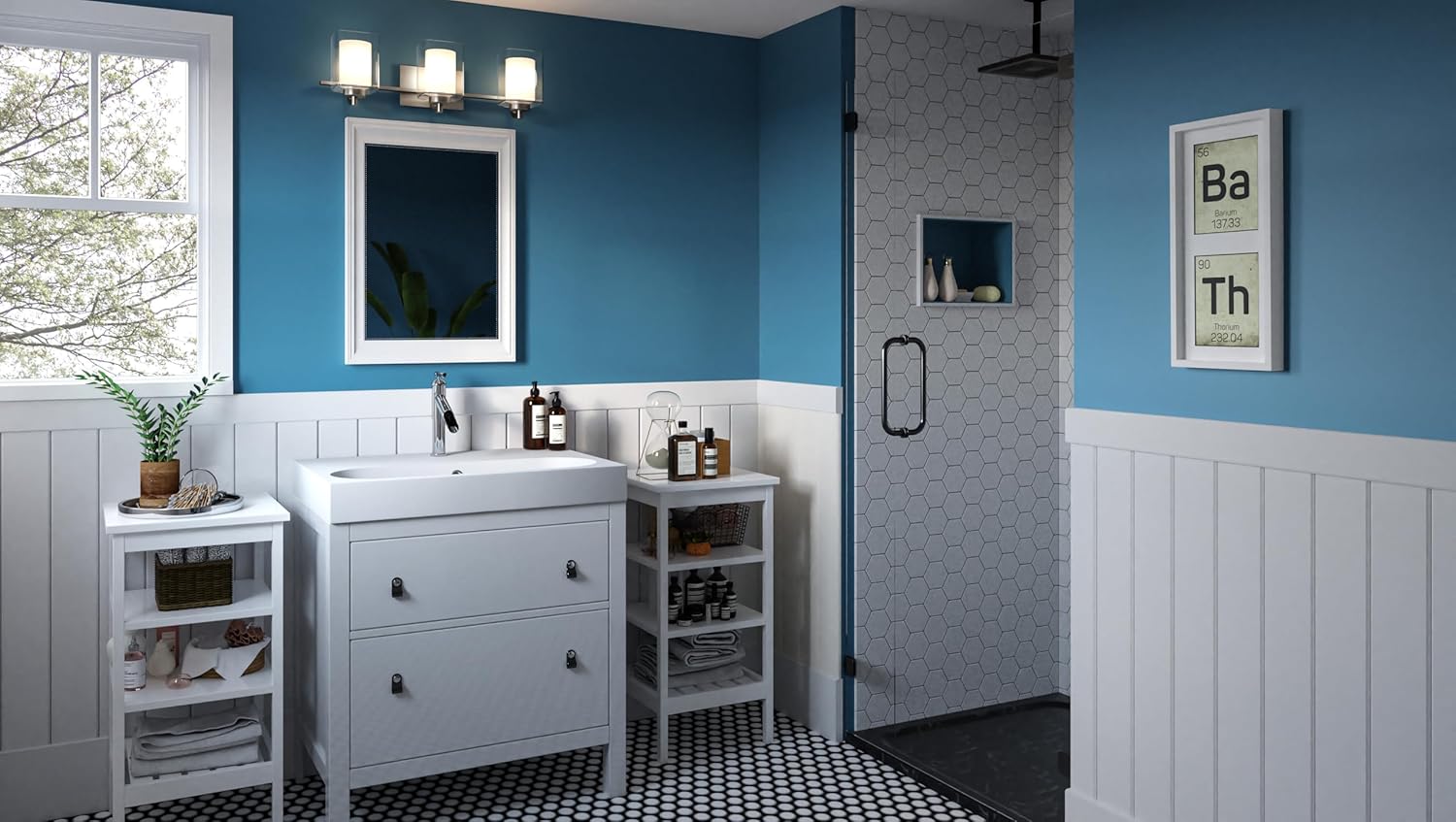 Quoizel Kolt Modern Vanity Lights, 3-Light, 26 Inch Brushed Nickel Bathroom Lighting Fixtures Over Mirror, Sandblasted Inner Glass, 100 W A19 Bulb, Wall Mount Light for Bathrooms, Kitchen or Hallway