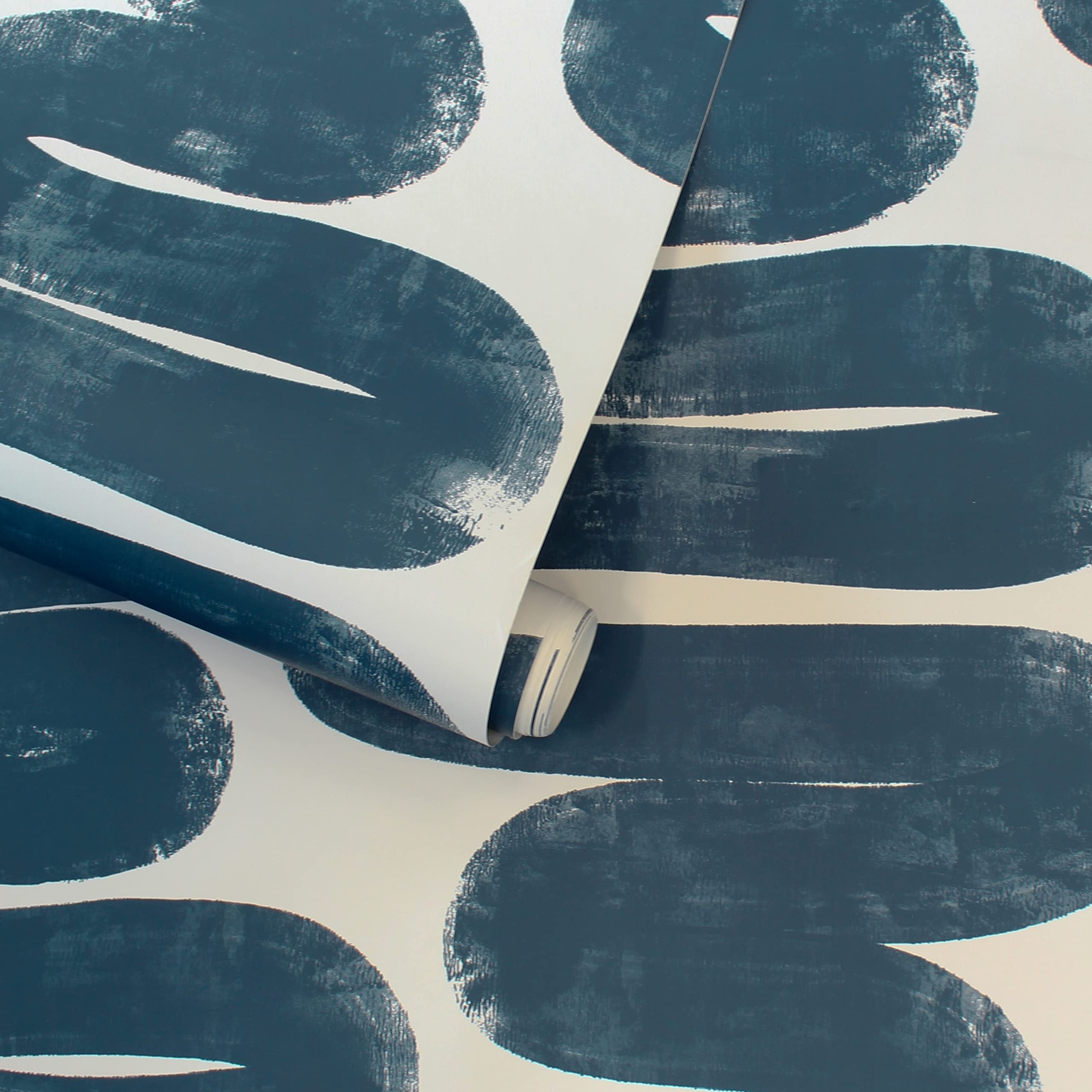 Tempaper x Bobby Berk Blue & Cream Wiggle Room Removable Peel and Stick Wallpaper, 20.5 in X 16.5 ft, Made in The USA