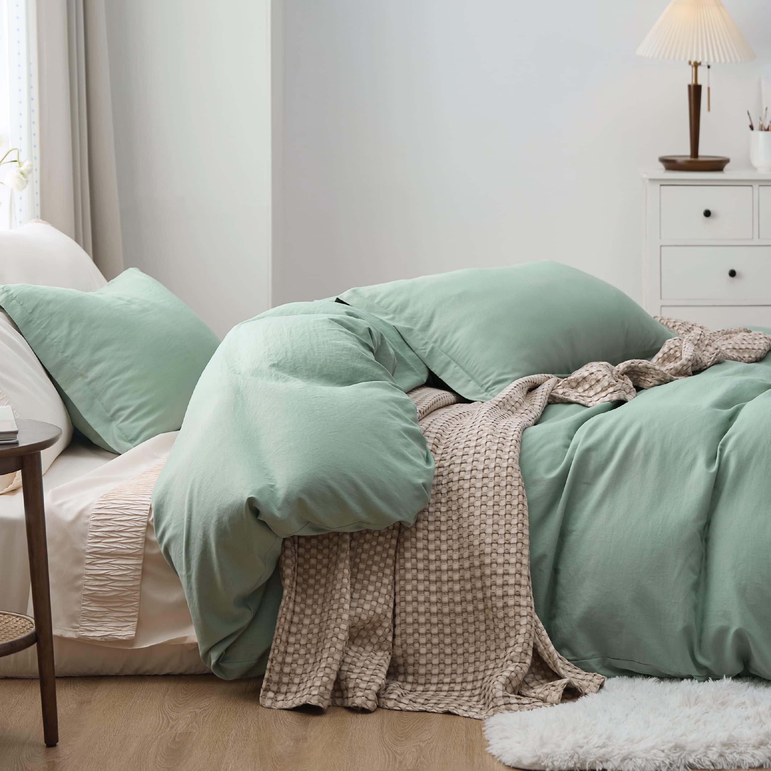BEDSURE Sage Green Duvet Covers Queen 