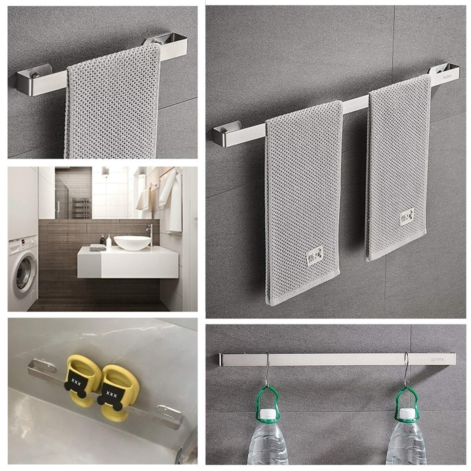 Portasciugamani da parete in acciaio inox, 30 cm, resistente, per bagno e portasciugamani, elegante finitura argentata, design salvaspazio per arredamento moderno