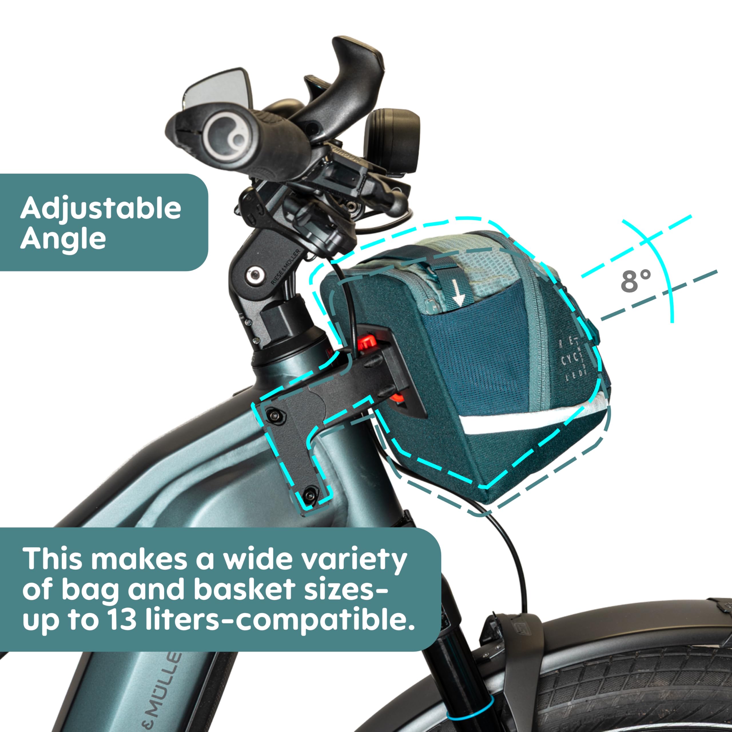 Adapter do rowerów Riese & Müller - Adapter Klickfix do kierownicy E, prosty montaż na rowerze, akcesoria