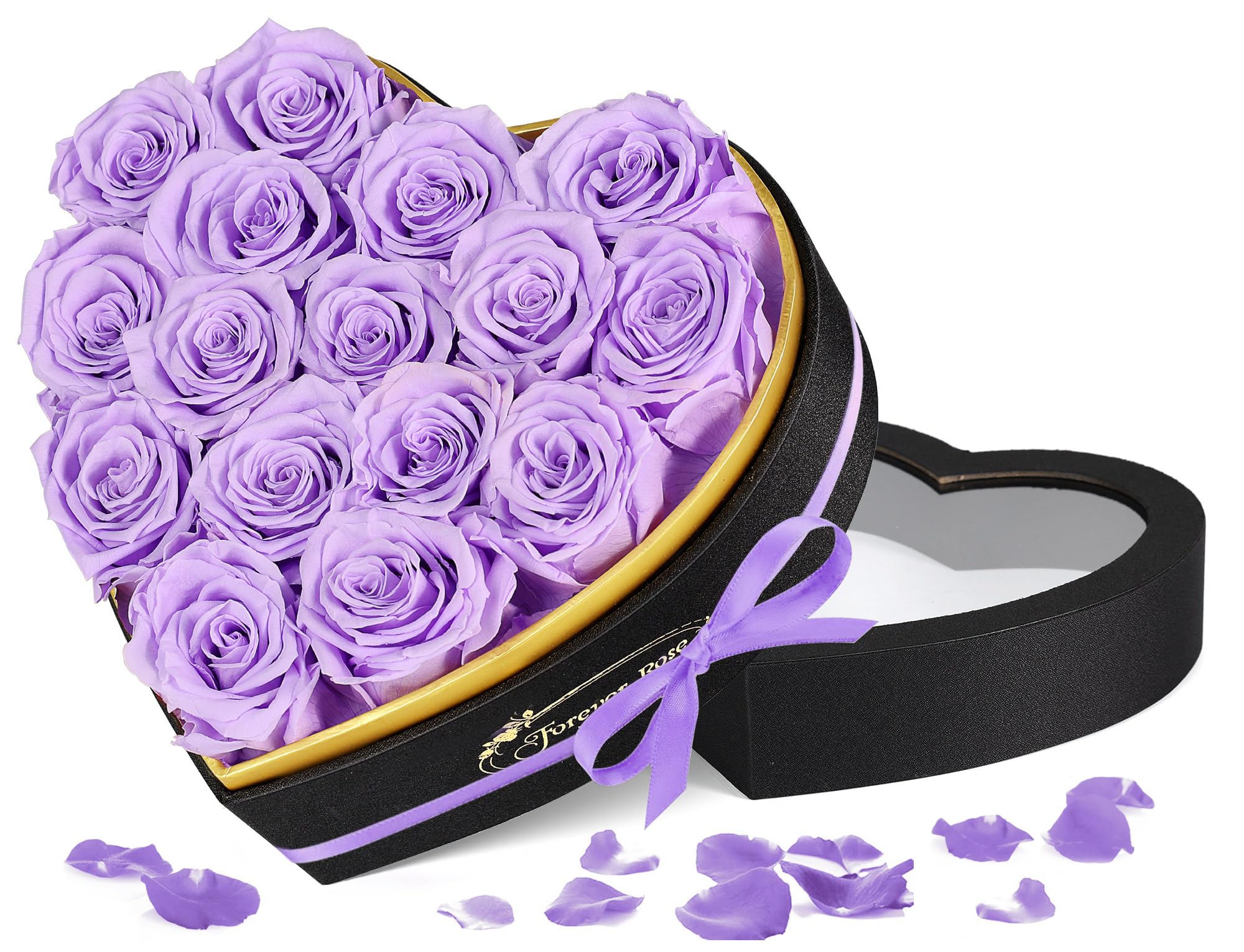 14本黒バラブーケピンク色ラメ付き❣️プレゼント 枯れない花 永生バラ