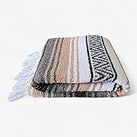 Maya Weave Authentic Handwoven Mexican Falsa Serape Blanket - Soft Durable 70x50 Beach Picnic Yoga Camping Mat Boho Throw (Haze)