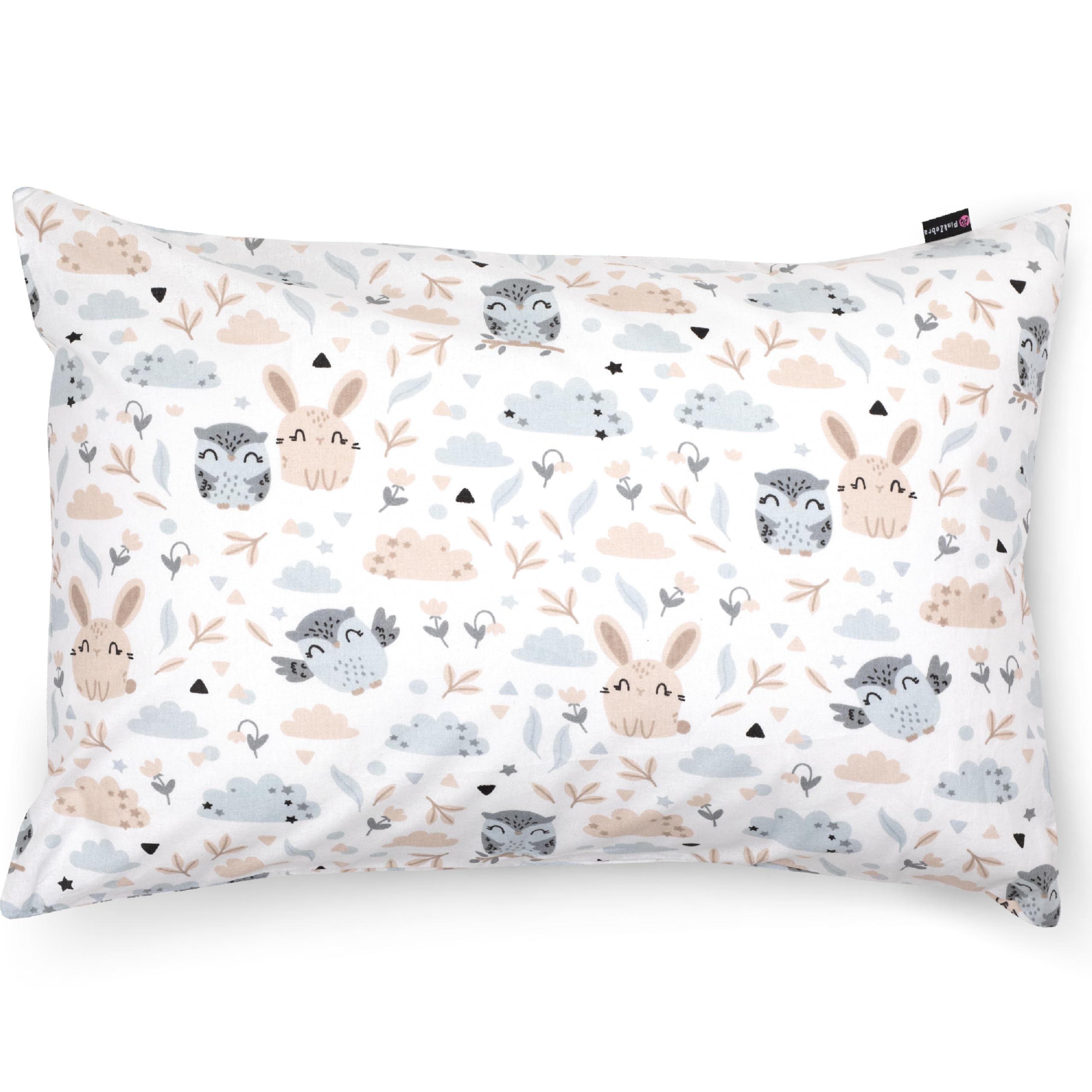 PinkZebra Kopfkissenbezug Kinder, Kissenbezug 40 x 60 cm aus 100% Baumwolle, Kissenhülle Jungen & Mädchen, Öko-tex Standard 100, Kinderbezüge mit Reißverschluss, Eule