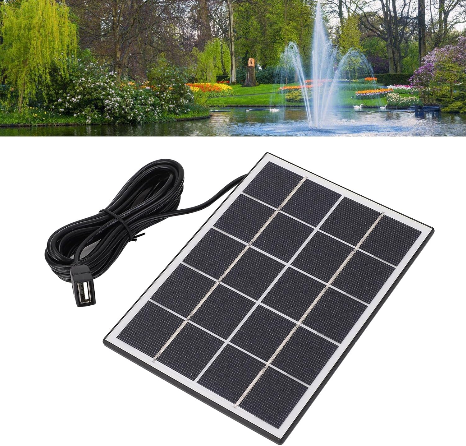 Alomejor Solar Fountain, 4W 5V USB Solar Panel Kit with Dry Run Prevention and Clear Spray, for Outdoor Garden Backyard Patio