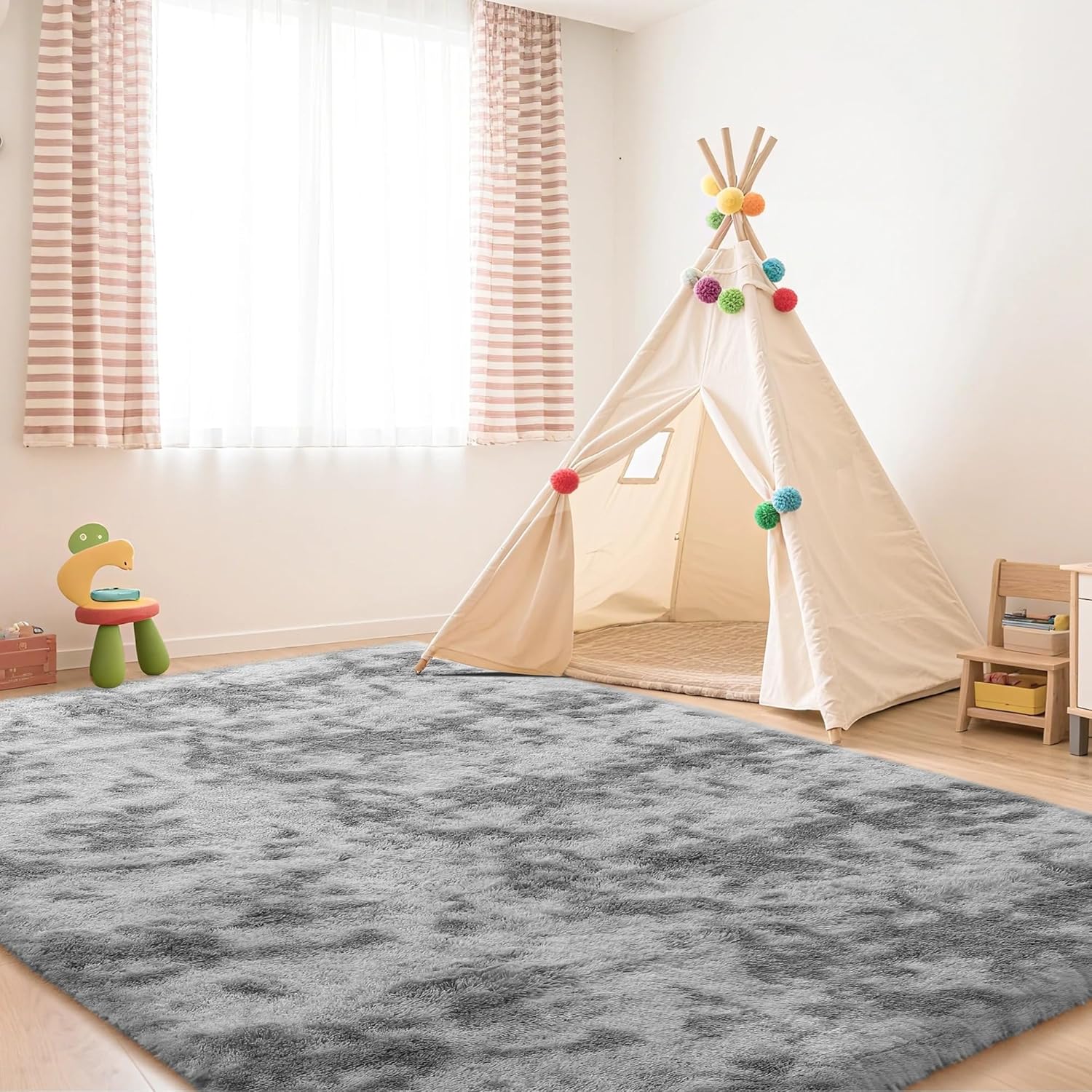 10x14 Area Rug Fluffy Shaggy - Ultra Soft Faux Fur Non-Slip Machine Washable Carpet for Bedroom, Living Room, Nursery & Dorm Cozy Home Decor