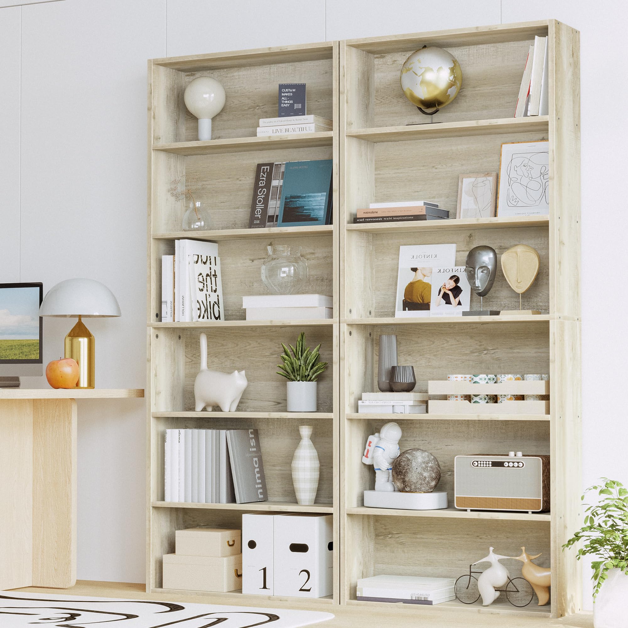 Snapklik.com : IRONCK Bookshelves And Bookcases Set Of 2 Floor Standing ...