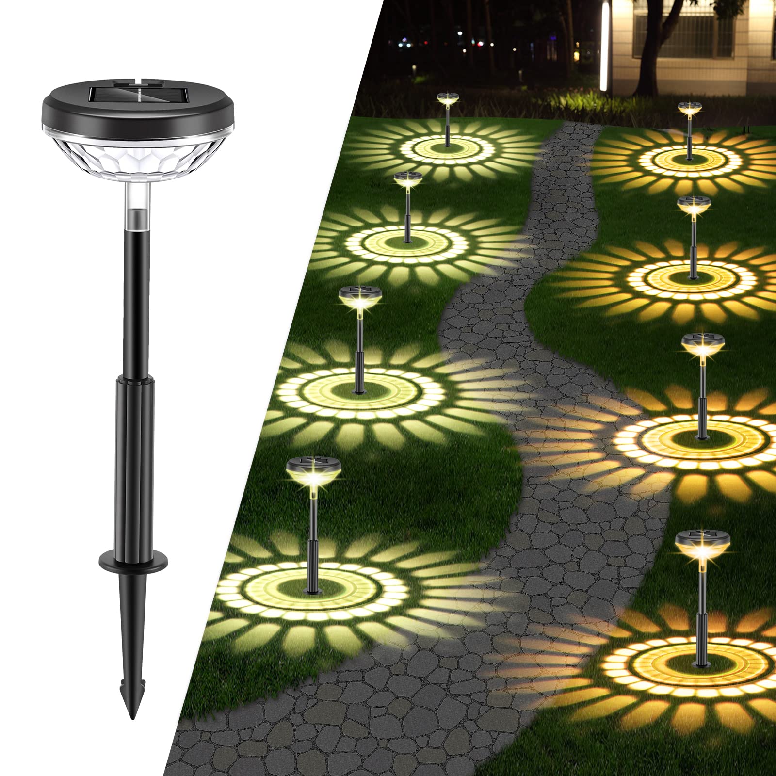 Solar Powered Pathway Lights Outdoor Bright LED Solar Lights Outdoor 4 Pack Waterproof IP67 Solar Landscape Path Lights