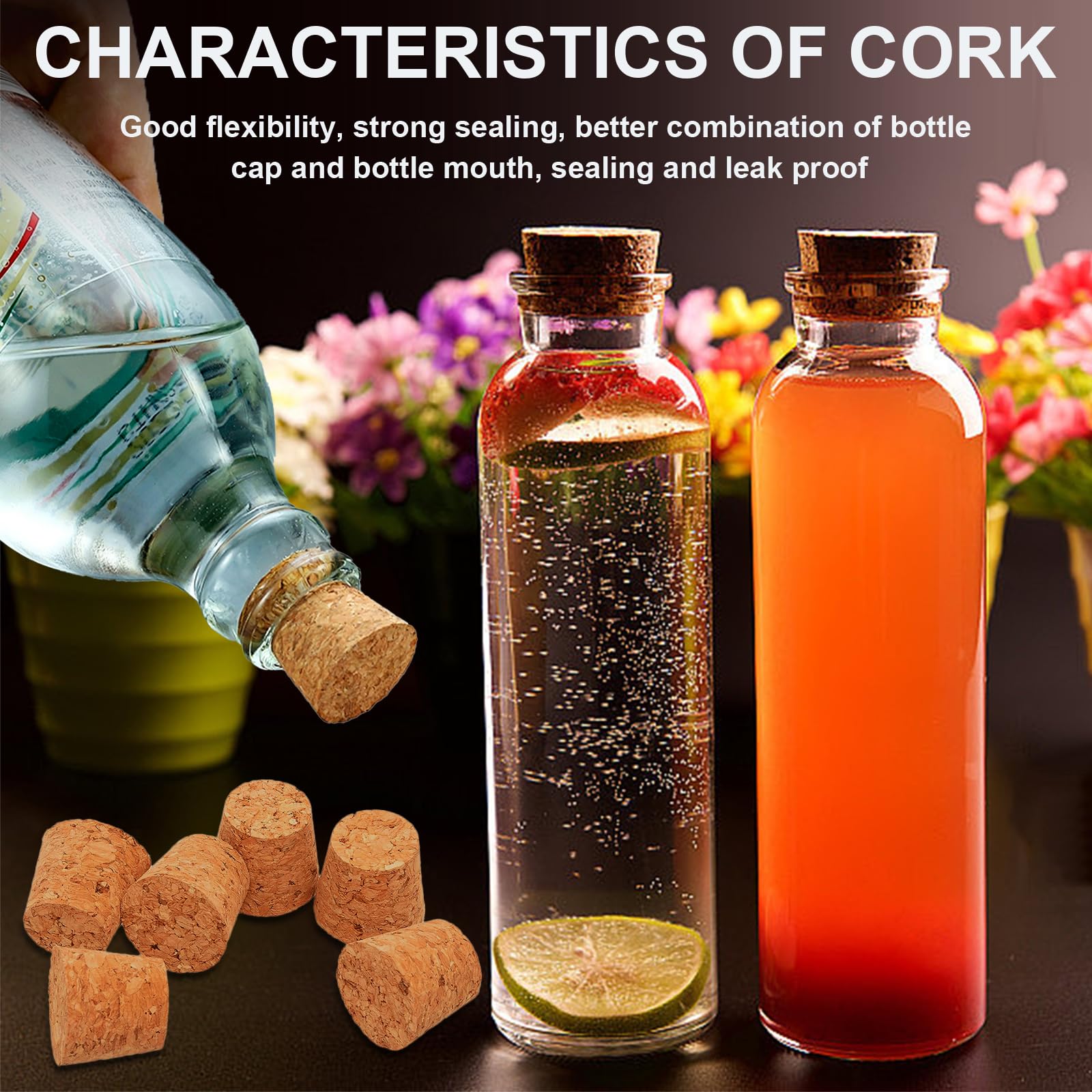 30 tapones de corcho natural para botellas de vidrio, manualidades y decoración del hogar, corchos cónicos para proyectos de bricolaje, sellado hermético, botellas de laboratorio y vino 5