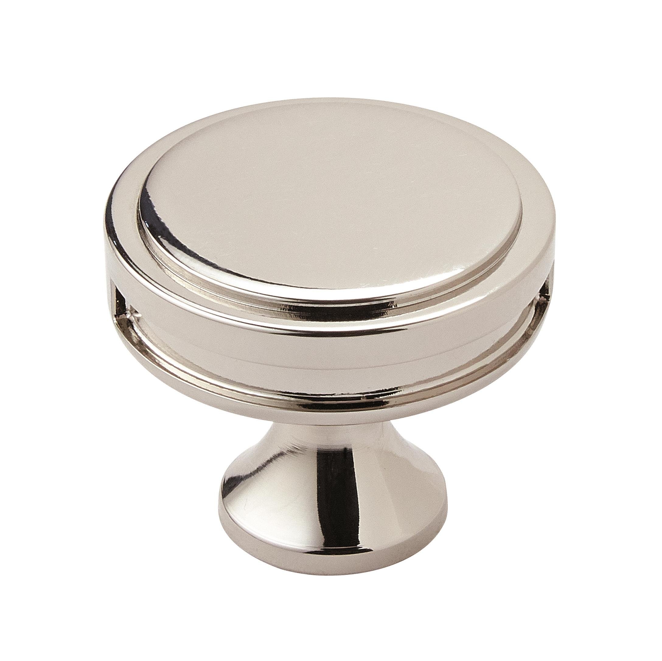 Amerock | Cabinet Knob | Polished Nickel | 1-3/8 inch (35 mm) Diameter | Oberon | 1 Pack | Drawer Knob | Cabinet Hardware