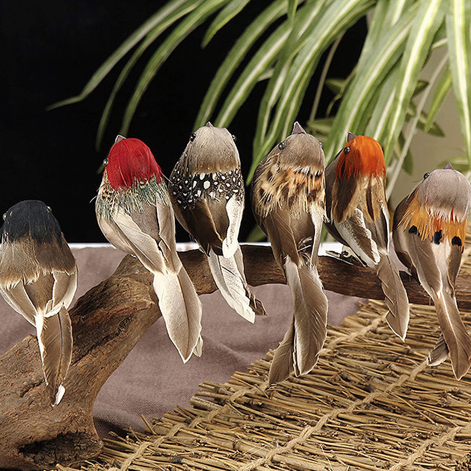 Confezione da 12 Uccelli con Piume Artificiali in Schiuma, Decorazione Realistica di Uccelli con Piume in Schiuma, Simulazione Passero per Artigianato, Ornamenti con Clip per (1)