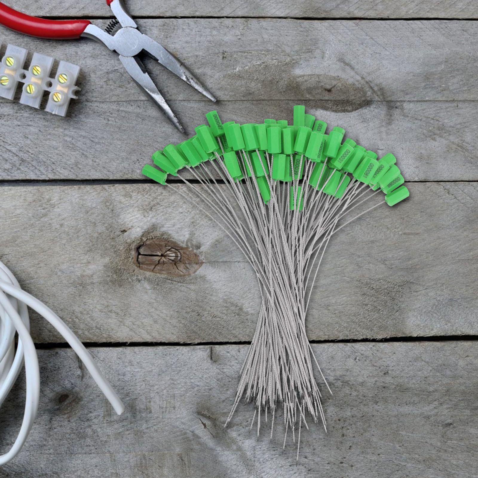 jojofuny Lot de 100 Joints D'étanchéité pour Câbles Métalliques Numérotés, Auto-bloquants et Résistants la Corrosion, Étiquettes de Sécurité pour Transport de Remorques et Conteneurs
