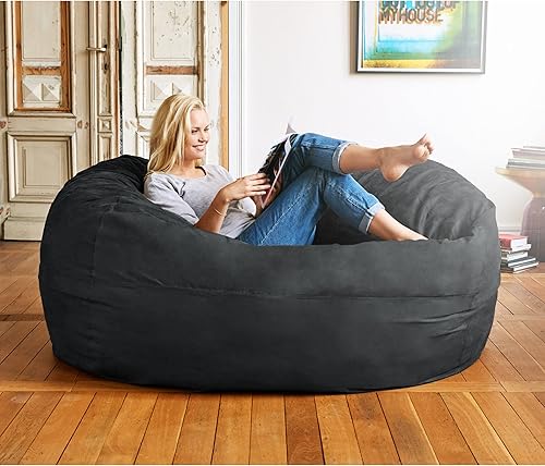 Miniatura 2 de Lumaland - Puf de lujo con funda de microgamuza en diferentes tamaños y colores, lavable a máquina, sirve como sofá grande y sofá cama gigante para