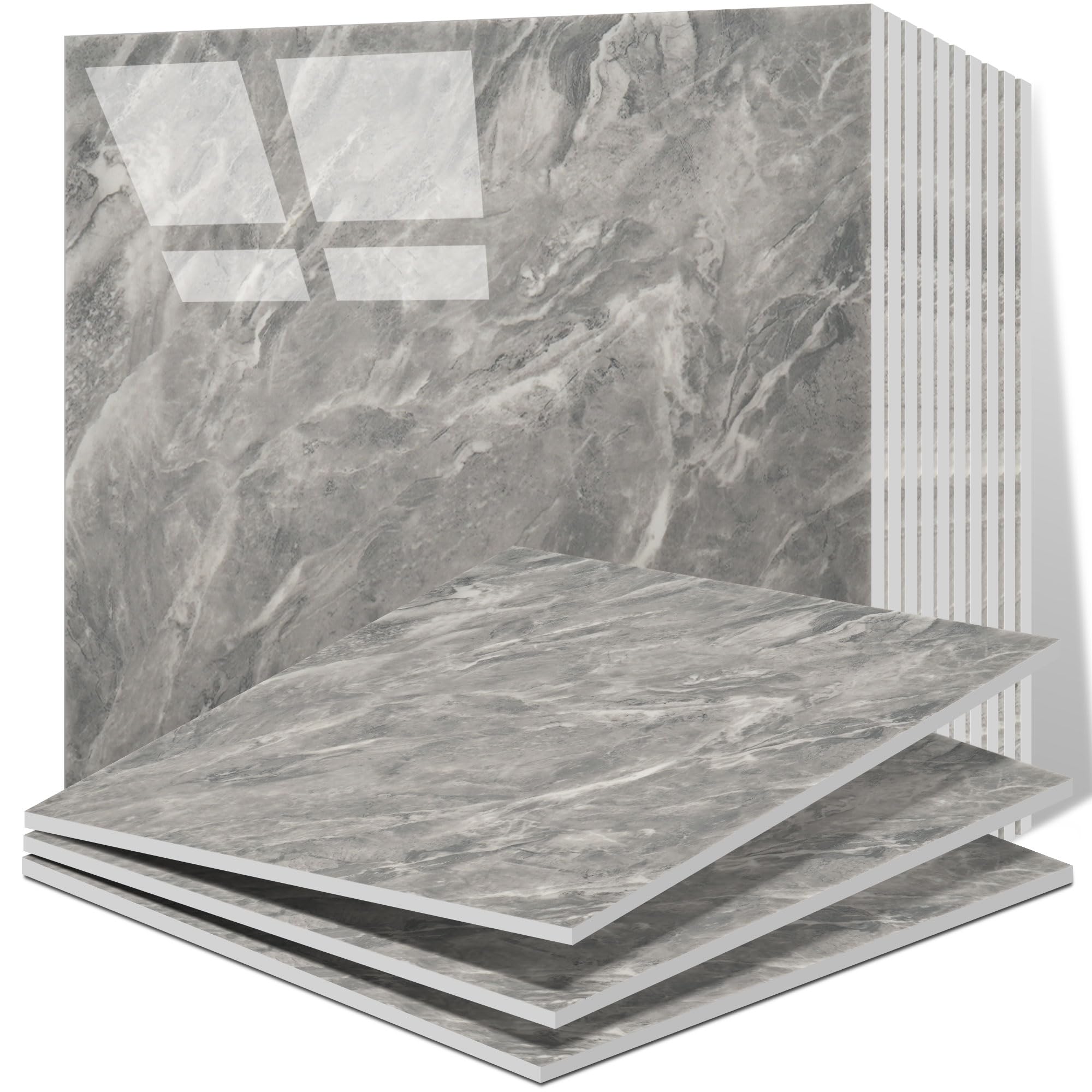 Vieshful 20pcs Self Adhesive Wall Tiles，30x30cm Stick on Wall Marble Tile, PVC Waterproof Shower Walls Panels, Back Splash Stick on Tiles for Kitchen Bathroom Livingroom — image 1