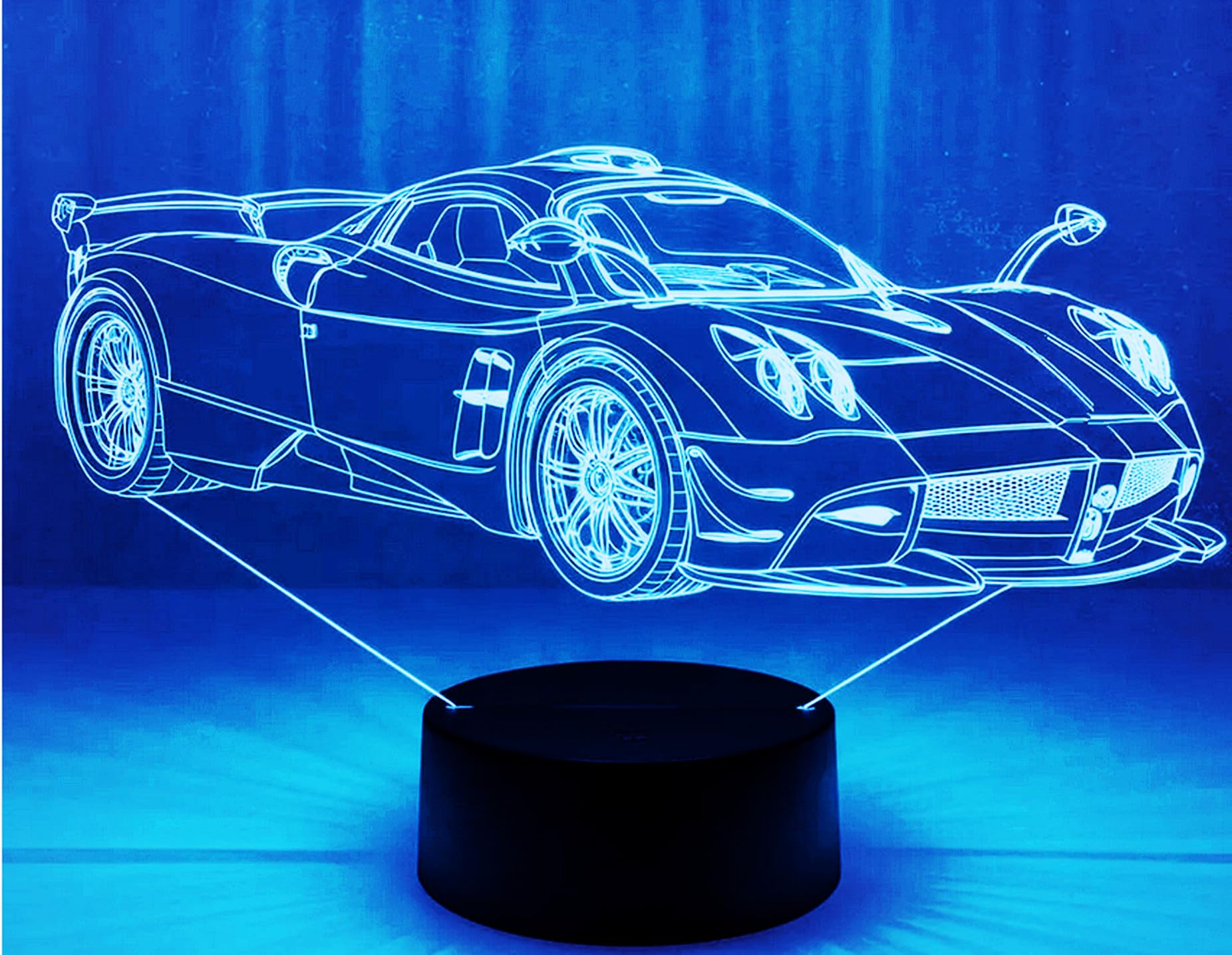 Lampa nastrojowa 3D w kształcie samochodu, 7 kolorów, przełącznik dotykowy, LED, USB, do domu, na imprezę i urodziny.