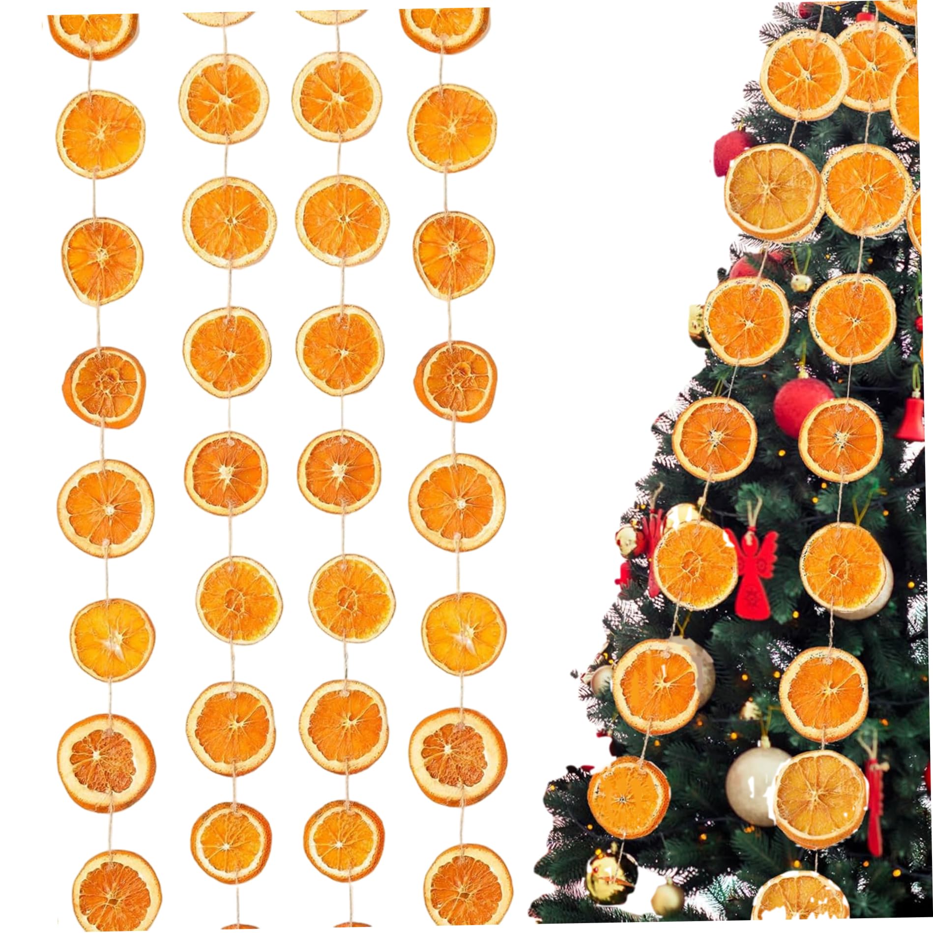 CAKEEYUM Christmas Tree Garland 30 Slice Lifelike Artificial Orange Garland 8.9ft Long Realistic Orange Decor for Tree Wall Doorway Window