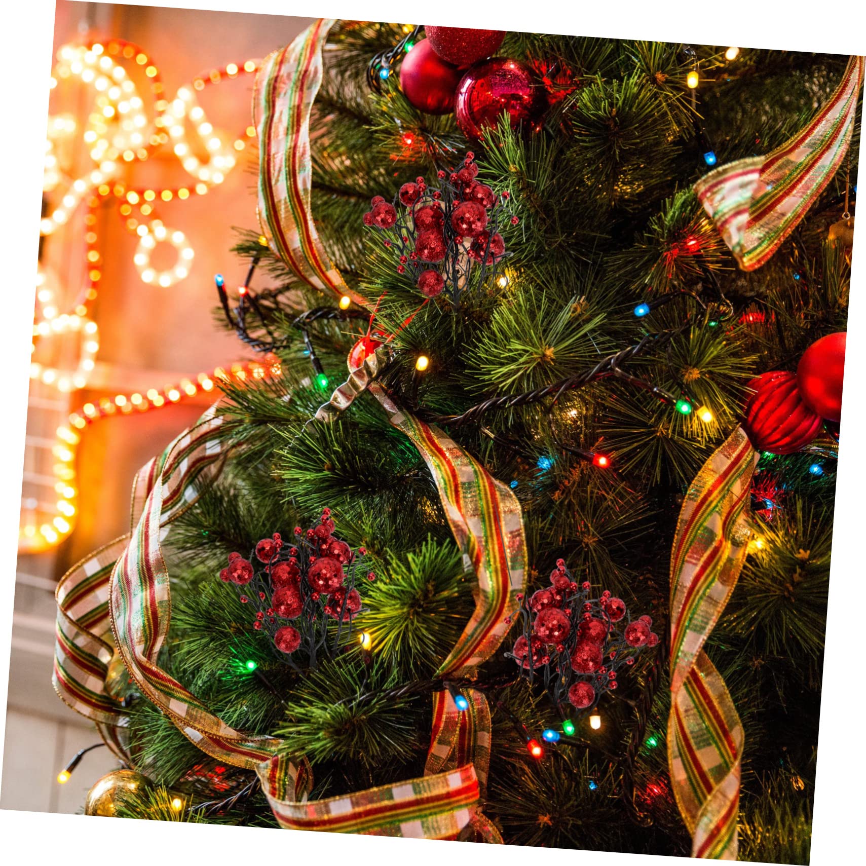 MAGICLULU 3 Ensembles Boutures De Bouquets De Baies Décor De Fausse Plante Décor De Noël Scintillant Décors D'Arrangement De Noël Fausses Feuilles De Houx Fausses Baies De Houx 6 pièces * 3