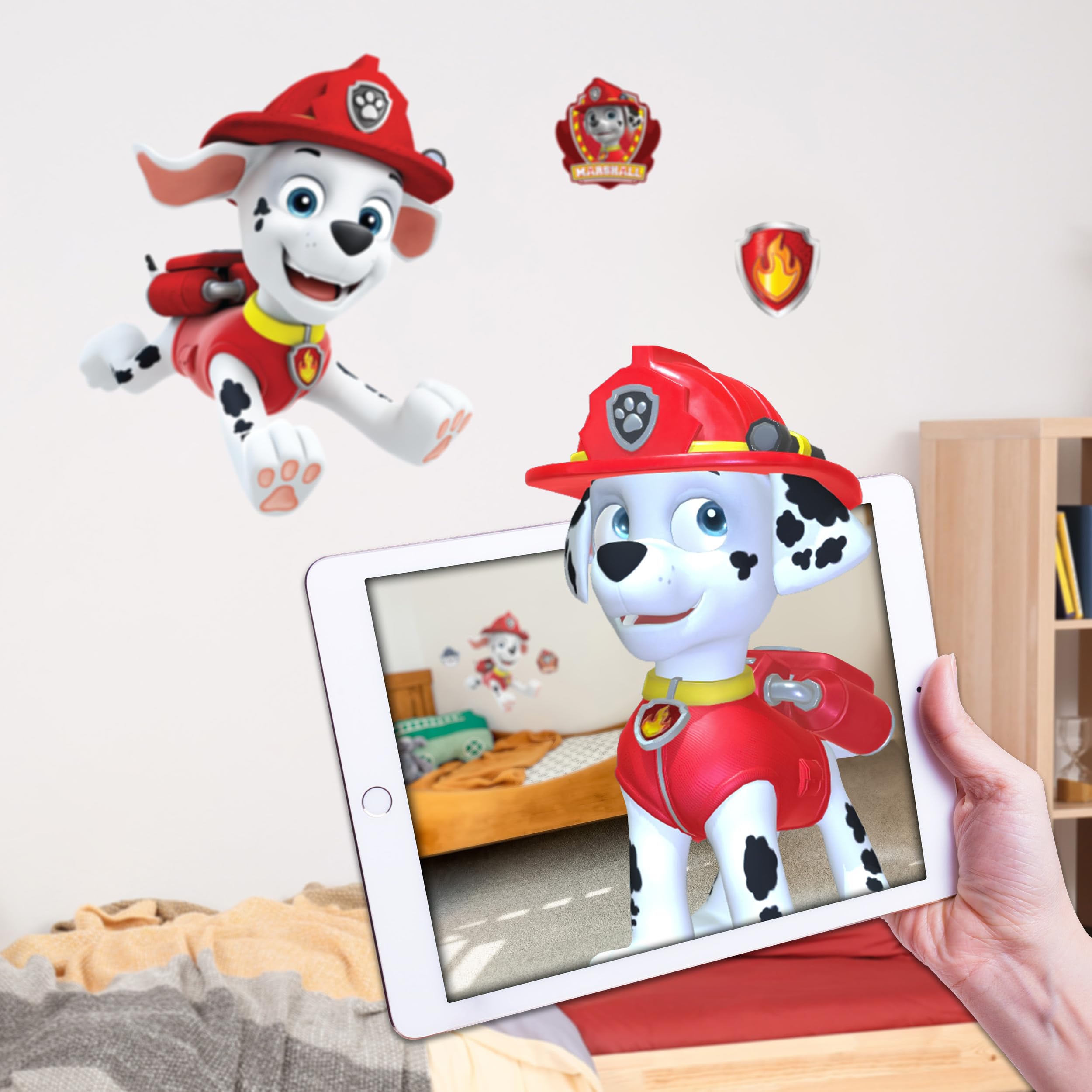 Wall Palz Nickelodeon Paw Patrol Wall Decal - 21" Marshall Vinyl Wall Stickers for Bedroom with 3D Augmented Reality Interaction - Paw Patrol Wall Decor
