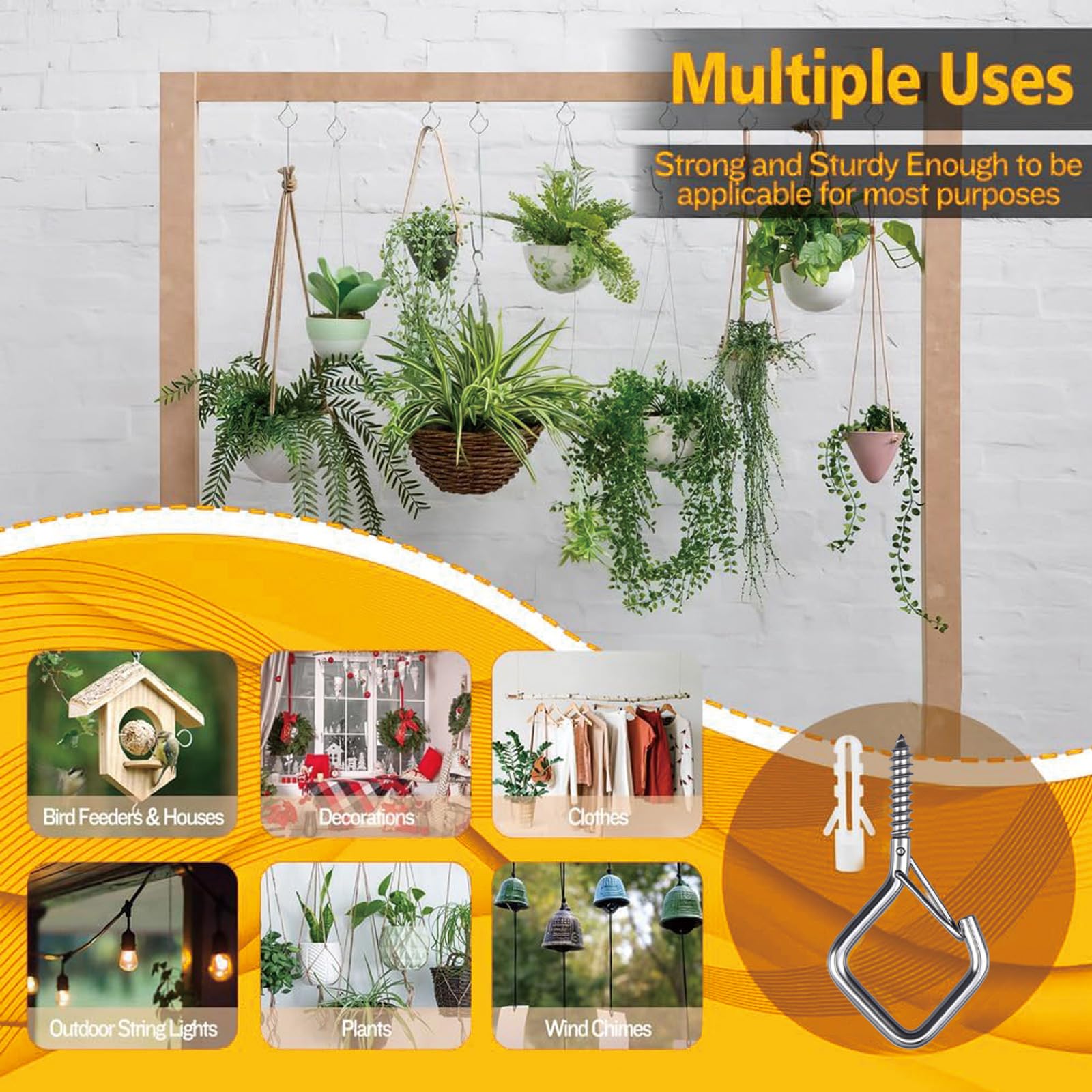 Stainless Steel Hooks - 25 Pack with Safety Buckle -4