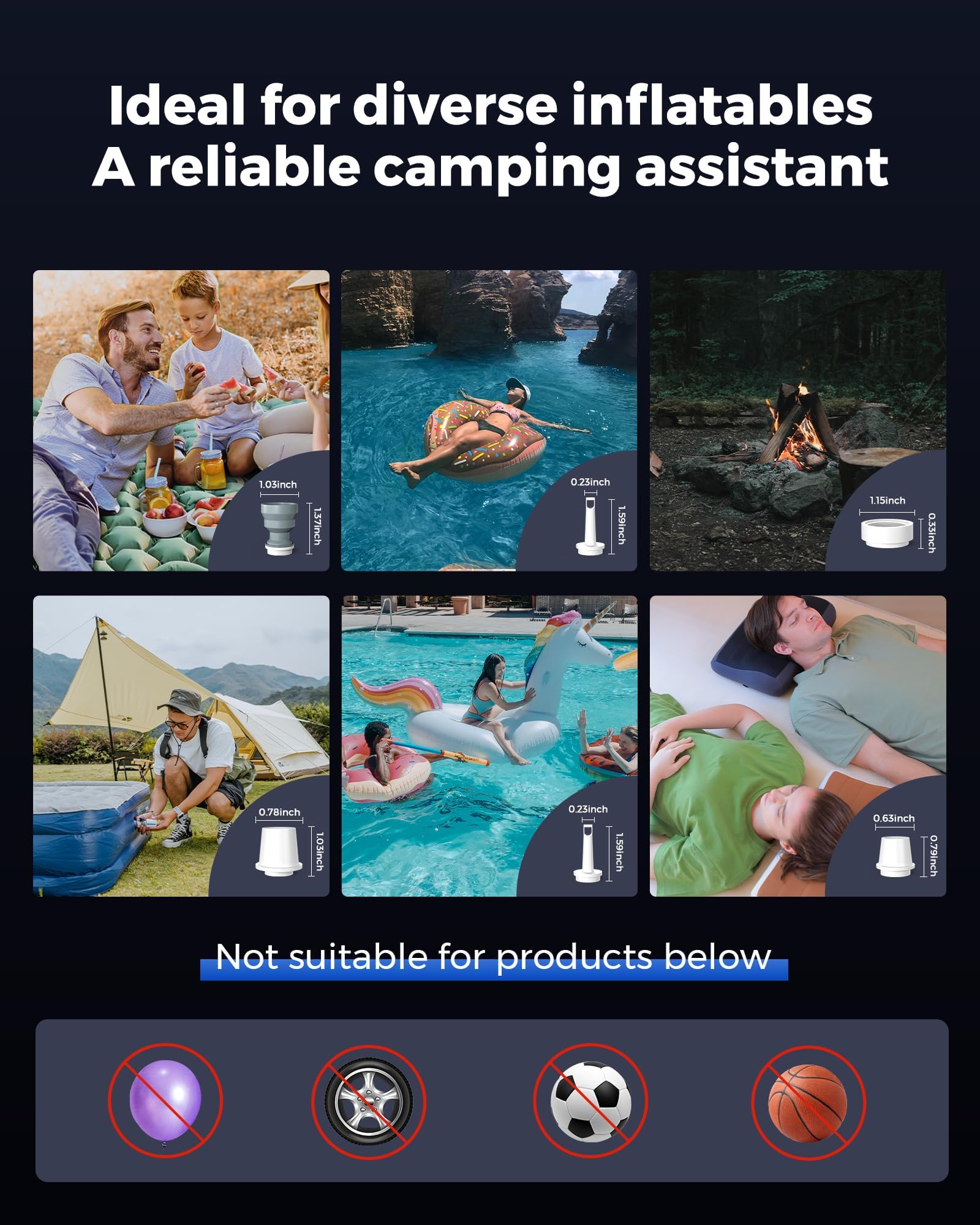 FLEXTAILGEAR TINY PUMP 2/2X, Pompa Elettrica Portatile da Campeggio, Pompa Sottovuoto, 4 kPa(180 L/min) Pressione e Portata Elevate, 5 Ugelli Multifunzione per Letto ad Aria, Sacchetto Sottovuoto