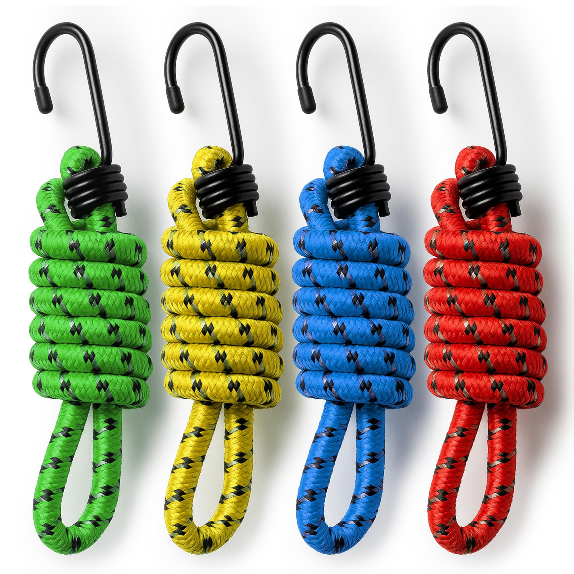 B&Q -  4Pk Bungee Cords With Hooks 75CmLong Bungee Cord With HooksBungee Straps Bunjee Chords Bungees With Hooks