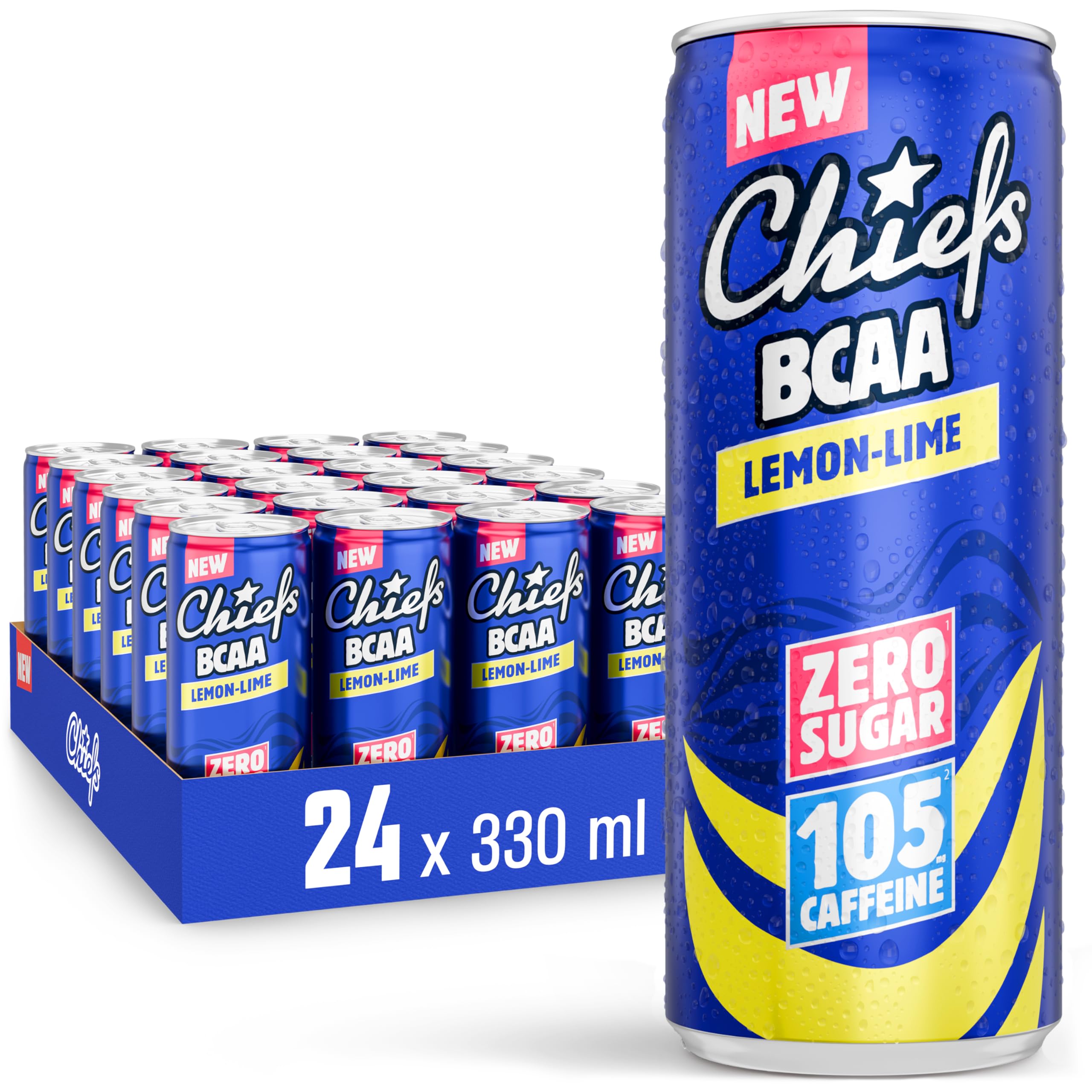 CHIEFS BCAA energy drink 24er pack – zuckerfrei, vegan Energy Getränk mit Koffein, Vitaminen und Aminosäuren