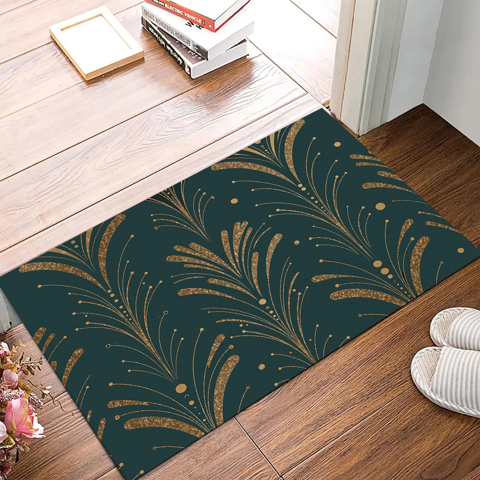 Paillasson de intérieur Antidérapant, Tapis de Rétro Luxe, Tapis Salle de Bain Flanelle Douce, Absorbant l'eau, pour Cuisine (Cristal Pierre Précieuse, 80x120cm