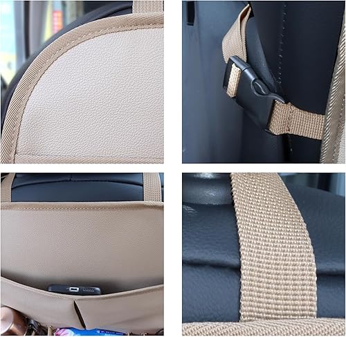 Miniatura 9 de Organizador de asiento trasero de automóvil para niños, bolsa de almacenamiento para asiento trasero de automóvil con 3 bolsillos, 2 soportes para