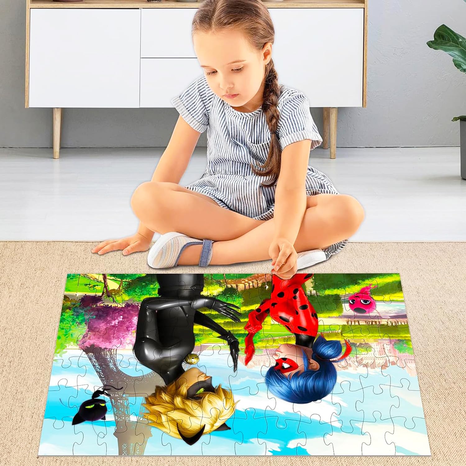 Miraculous Marienkäfer-Bodenpuzzle für Kinder – Bündel mit 72-teiligem Bodenpuzzle plus Aufklebern, mehr | Miraculous Marienkäfer-Puzzles für Mädchen im Alter von 4-8 Jahren