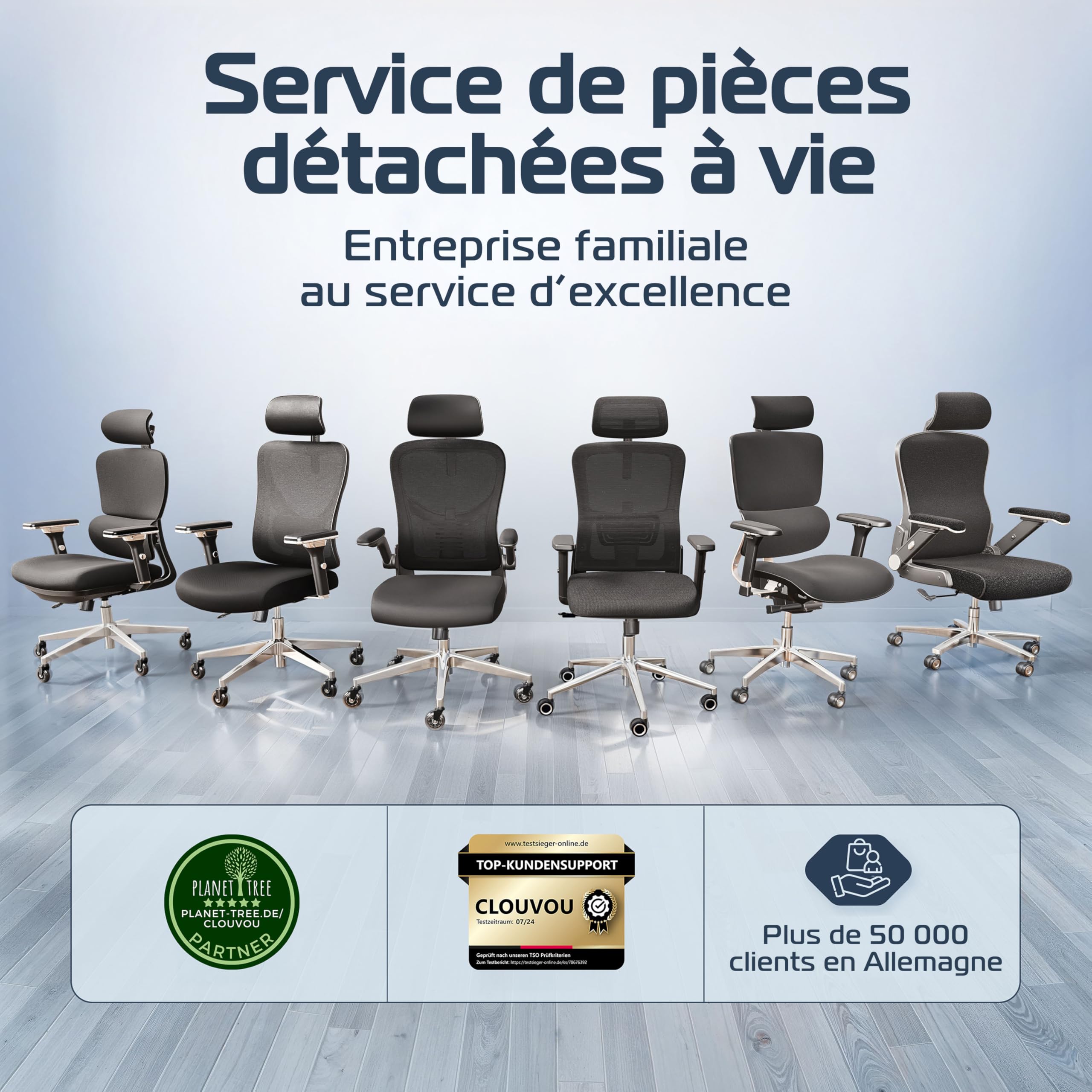 CLOUVOU Chaise Bureau Ergonomique BrightSeat [Élue N°1] Fauteuil de Bureau & Chaise Gaming | Charge maximale 150kg (Noir)