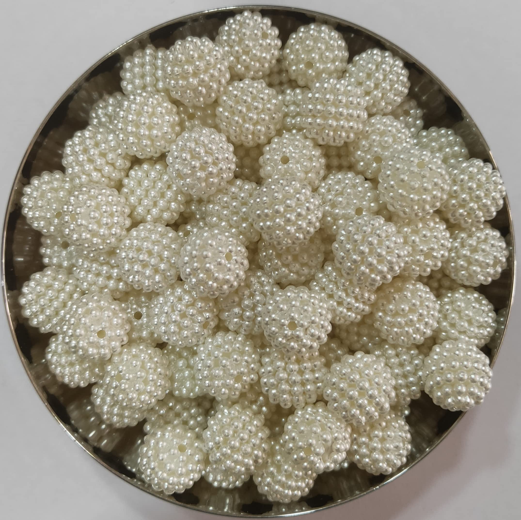 Unikart 12mm Off White Colour Round Shape Design Moti/Beads for Toran Making, Latkan Making, Jhumka Making, Art & Craft, Jewellery Making, Decoration, Aari/Maggam Embroidery Work Pack of 100pcs-image-45