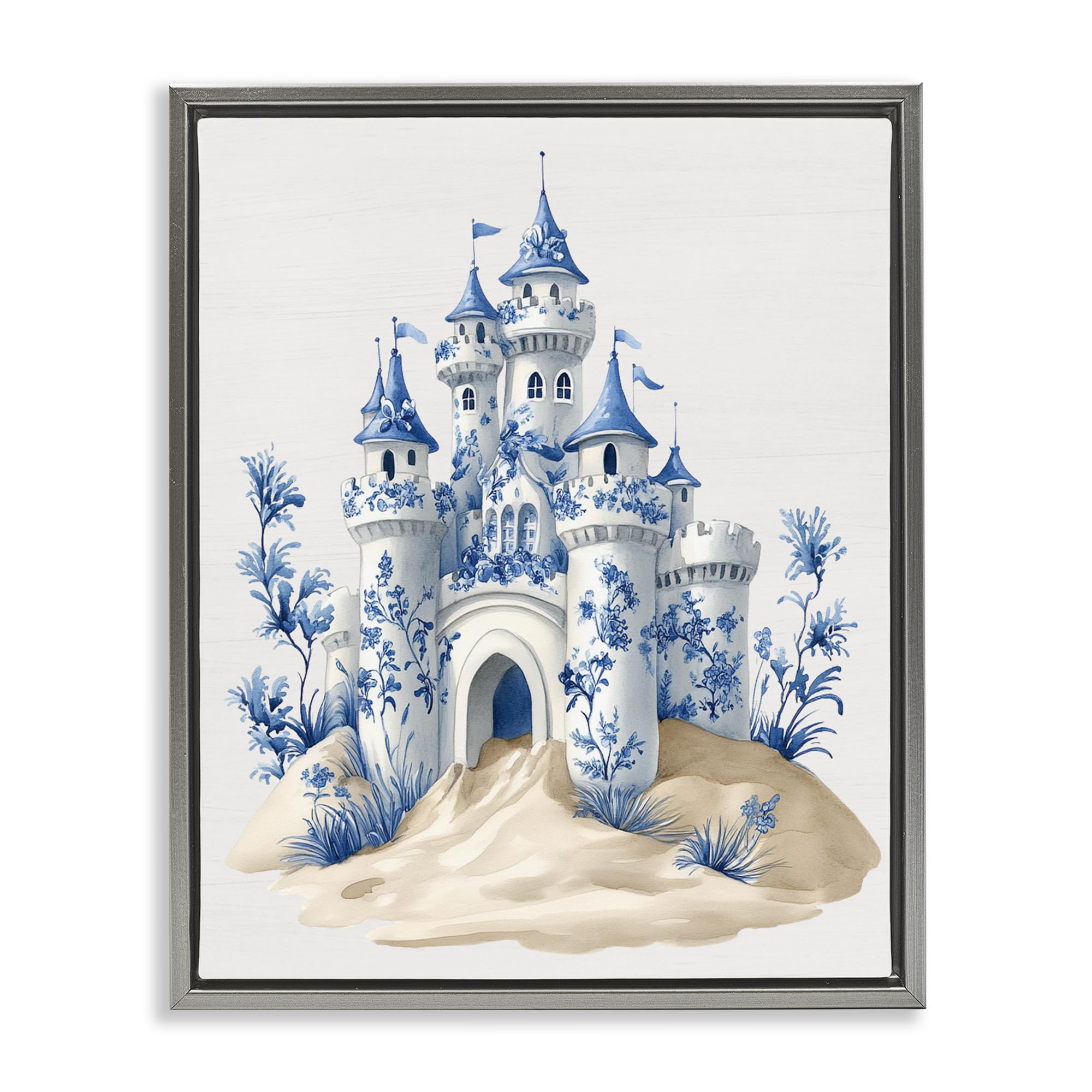 'Funky Toile Castle'| Floating Frame Canvas Art