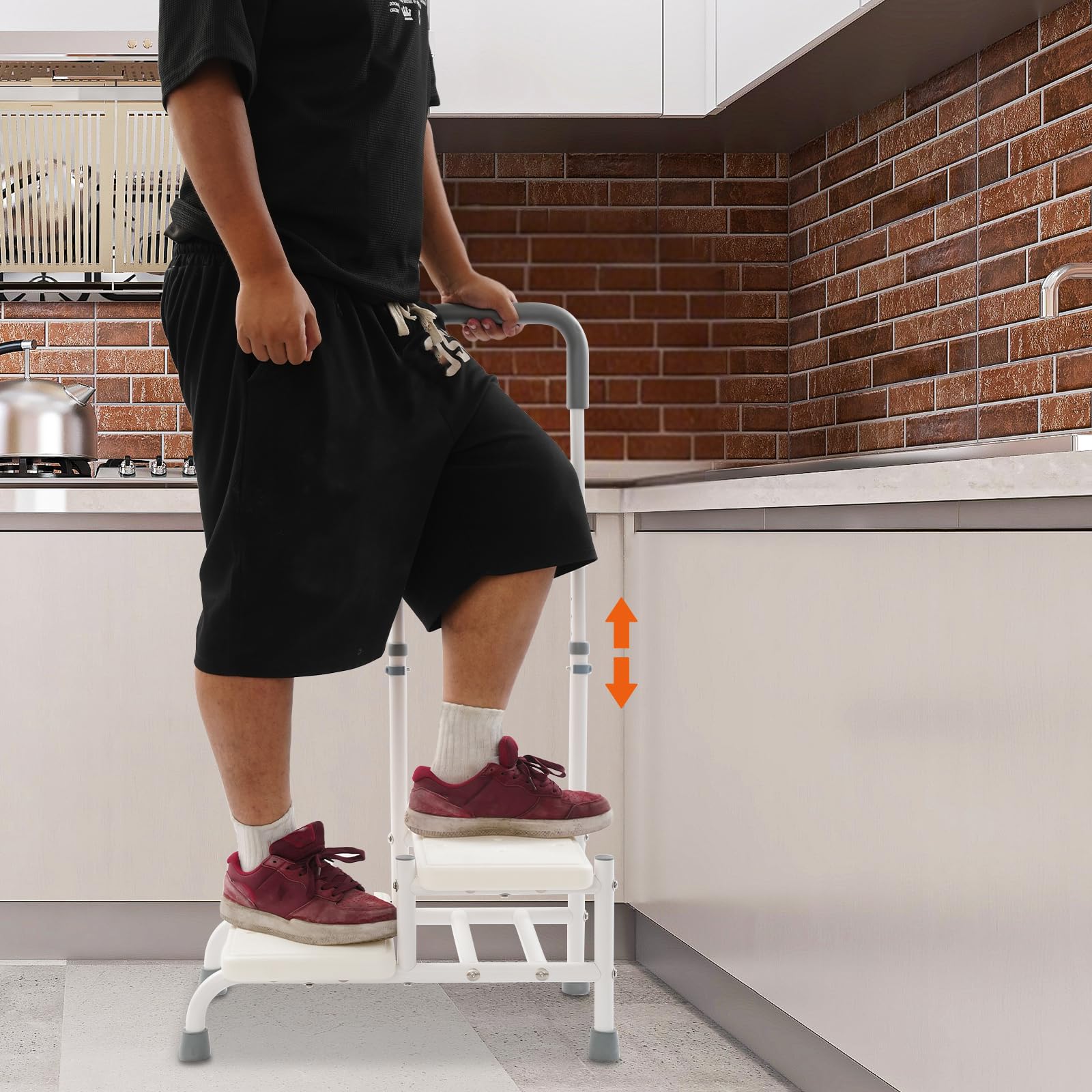 Pomoc przy wejściu do wanny, z uchwytem, regulowana wysokość, antypoślizgowy podwójny stopień dla osób starszych, dorosłych i dzieci, do 135 kg