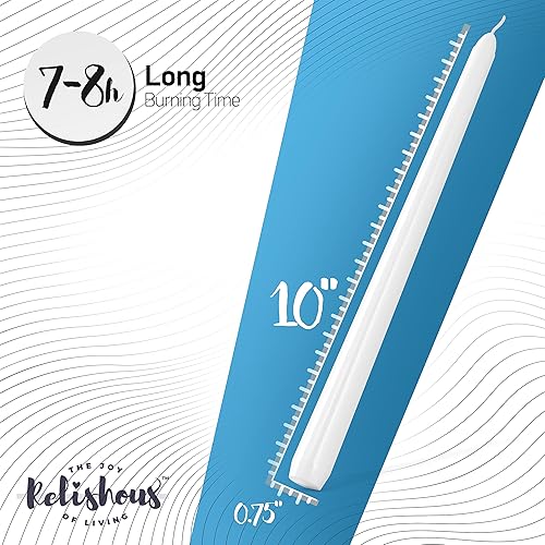 Miniatura 3 de 24 velas cónicas blancas  Velas cónicas sin goteo de 10 x 0.75 pulgadas, sin perfume, sin humo, velas blancas de 7 a 8 horas de larga duración,