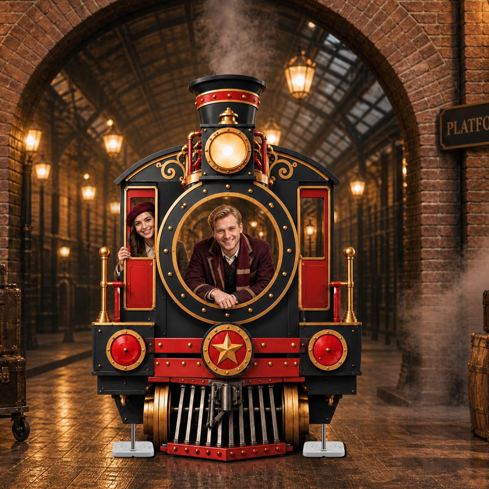 Qunclay 4.5 ft Train Cardboard Cutout Train Party Decorations Life Size