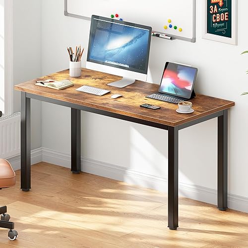 Miniatura 25 de DlandHome Escritorio pequeño para computadora de 31.5 pulgadas, mesa de escritura para espacios pequeños, mesa de estudio, escritorio para Nogal