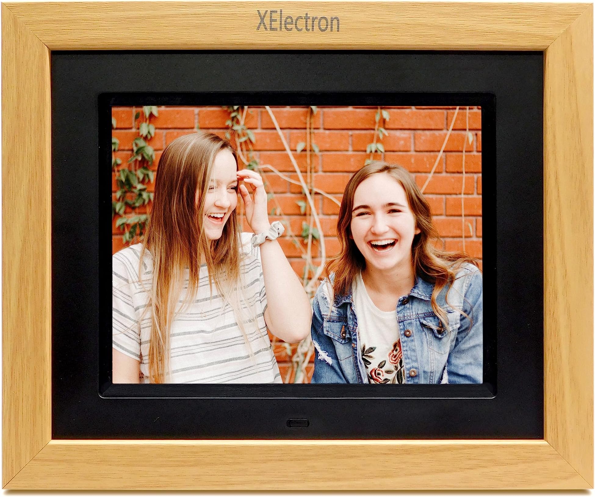 XElectron 8 inch IPS LED Digital Photo Frame with Wide View HD Display, Auto-Rotate, Play Photos, Videos, Music and Slideshow with SD Card, USB Ports (Wooden)