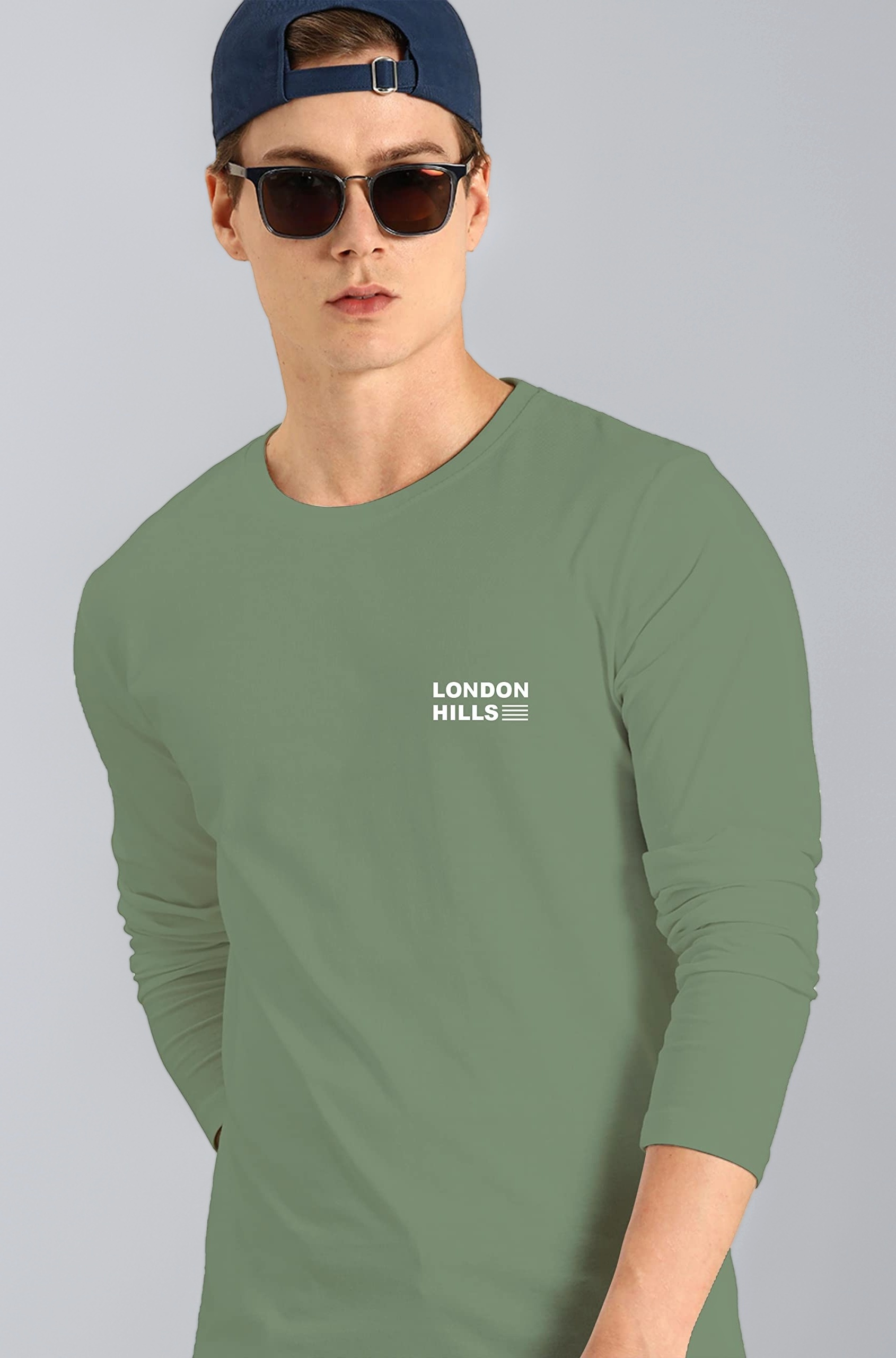 London Hills Men's Cotton Regular Fit Printed Round Neck Full Sleeve T-Shirt