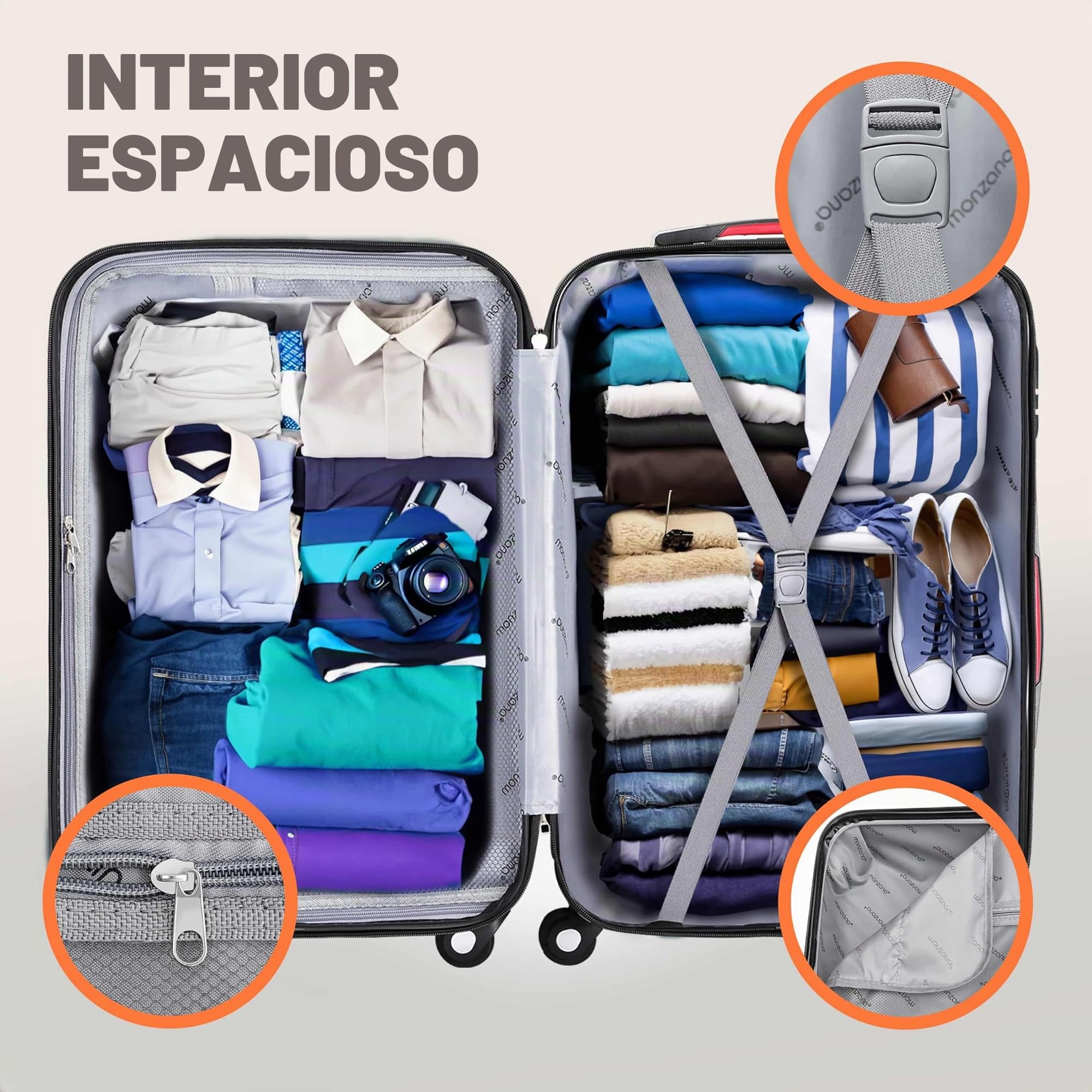 Monzana® Maleta de Viaje XL Rígida Asa Telescópica Trolley 4 Ruedas Azul